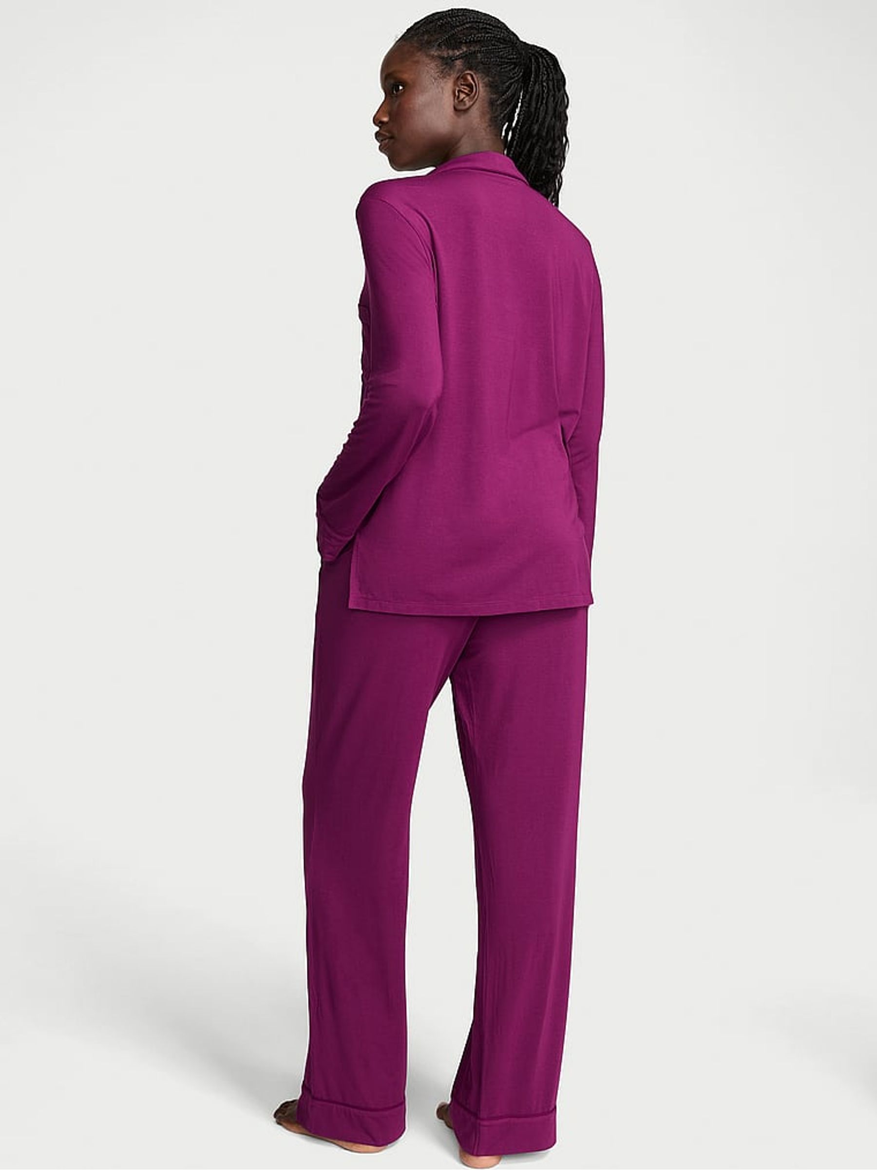Rhubarb Purple Modal Long Pyjamas Set - Image 2 of 3 Rhubarb Purple Modal Long Pyjamas Set - Image 2 of 3