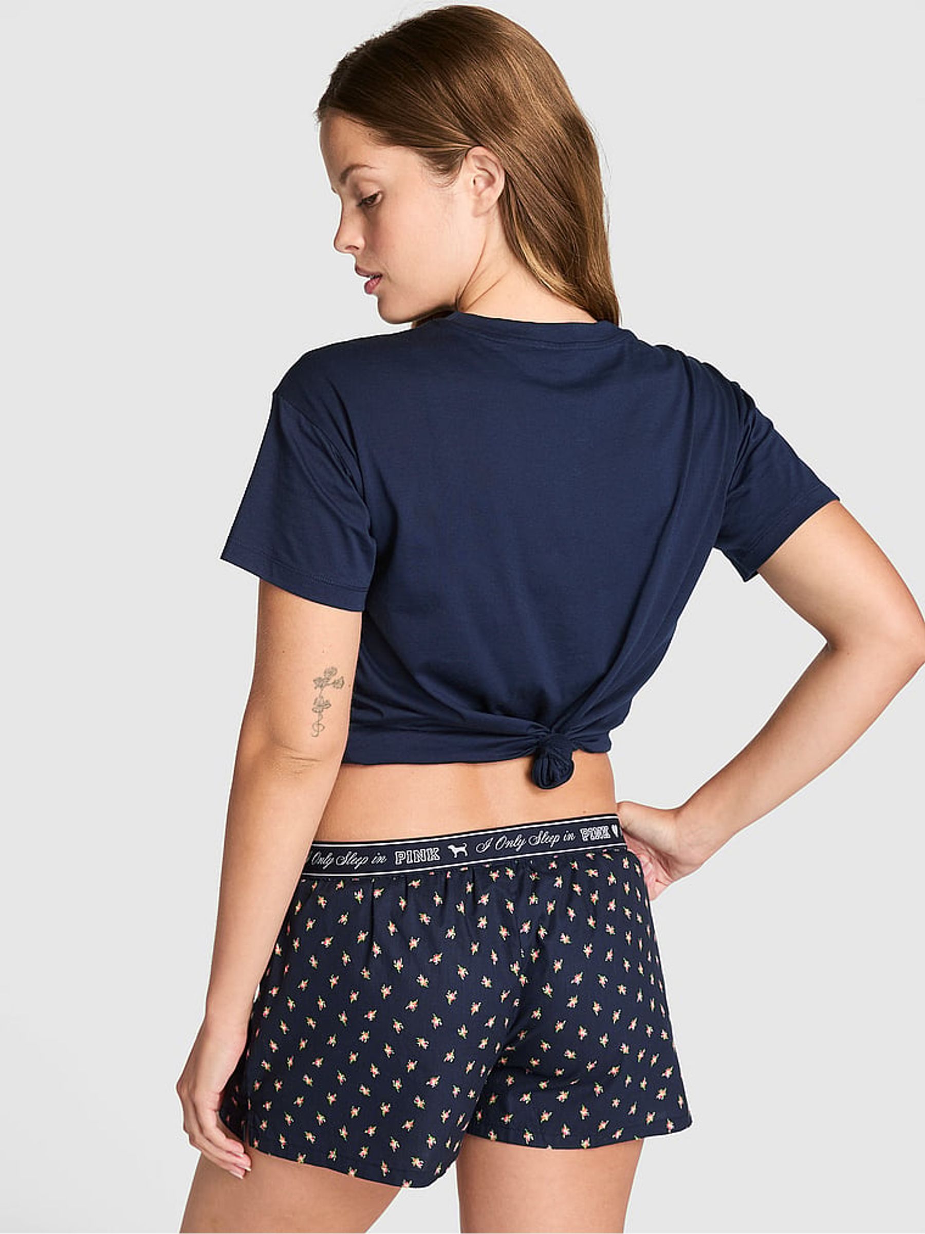 Noir Navy Blue Floral Print Pyjamas Short Bottoms - Image 2 of 2