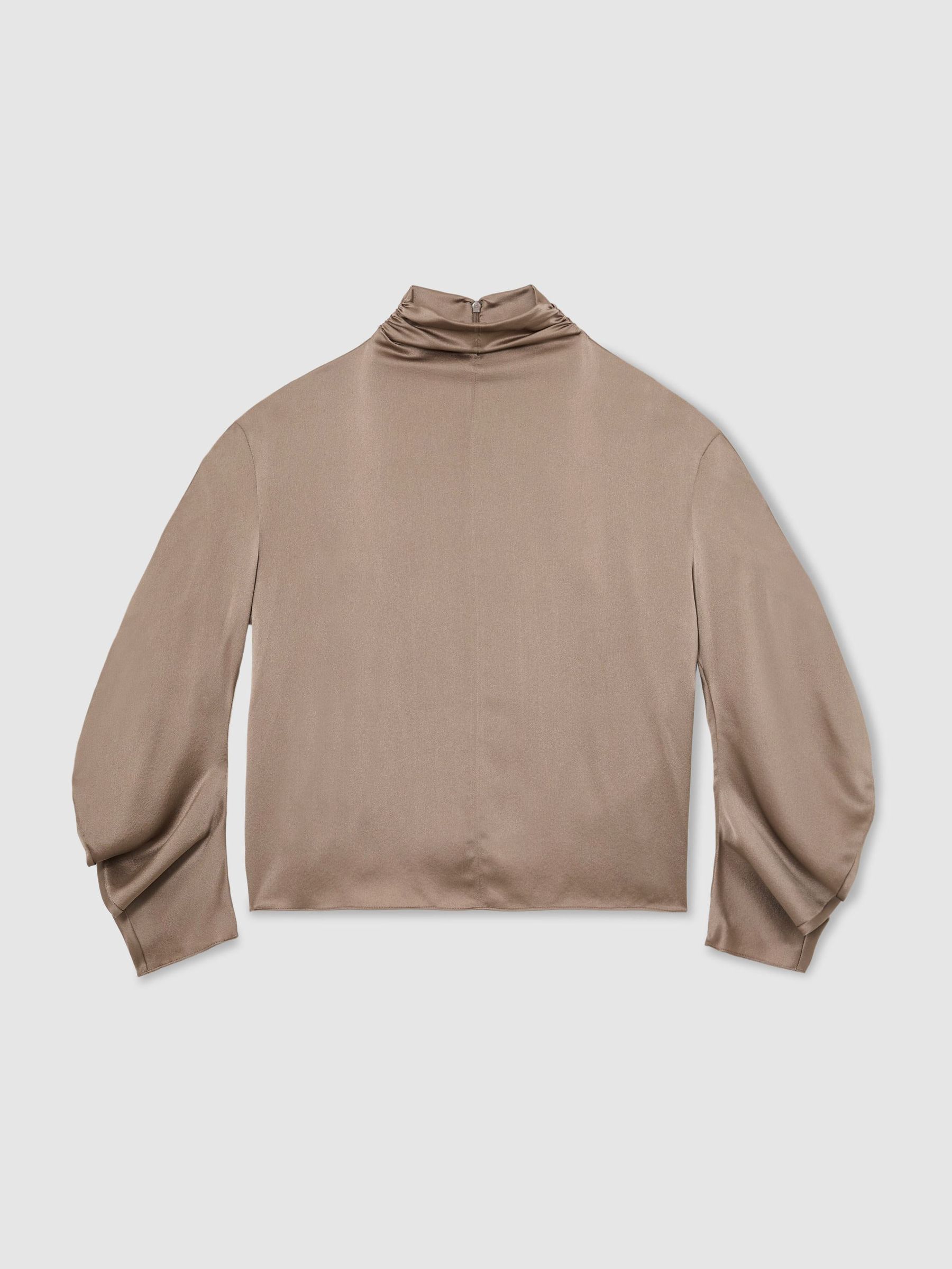 Silk High-Neck Blouse in Neutral - Image 2 of 8