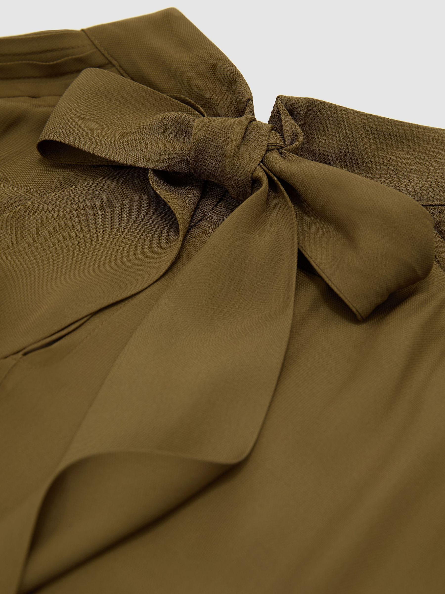 Pintuck-Detail Tie-Back Blouse in Khaki Green - Image 7 of 7