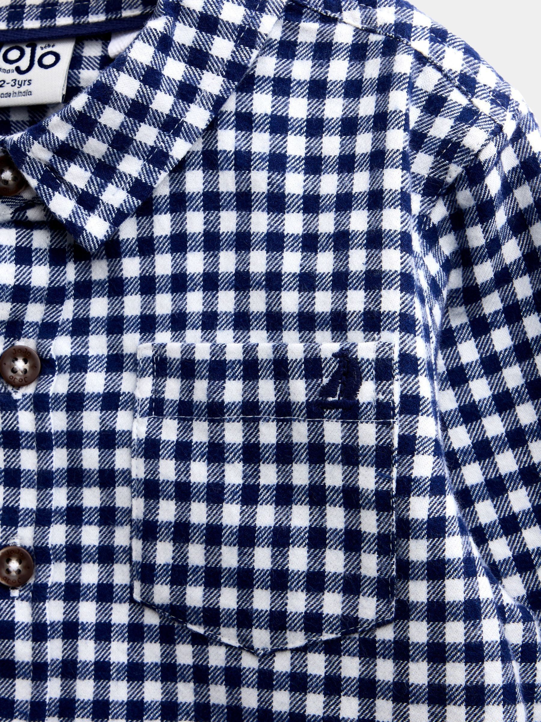 Navy Blue Gingham Long Sleeve Shirt - Image 3 of 4