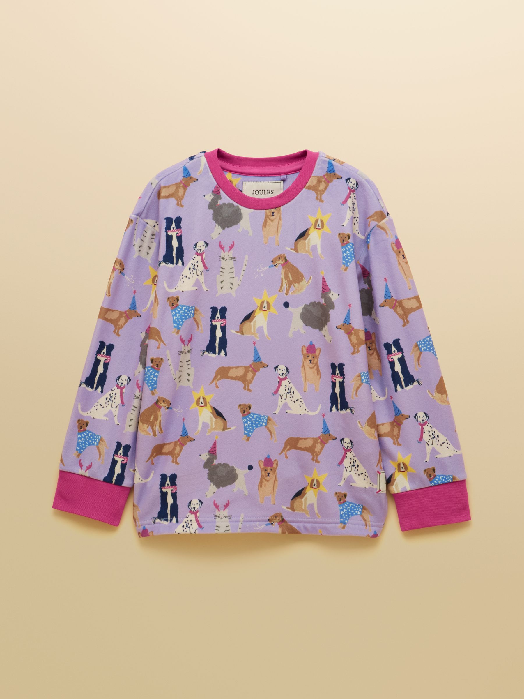 Girls' Lilac Dogs Long Sleeve Fleece Pyjamas - Image 2 of 8 Girls' Lilac Dogs Long Sleeve Fleece Pyjamas - Image 2 of 8