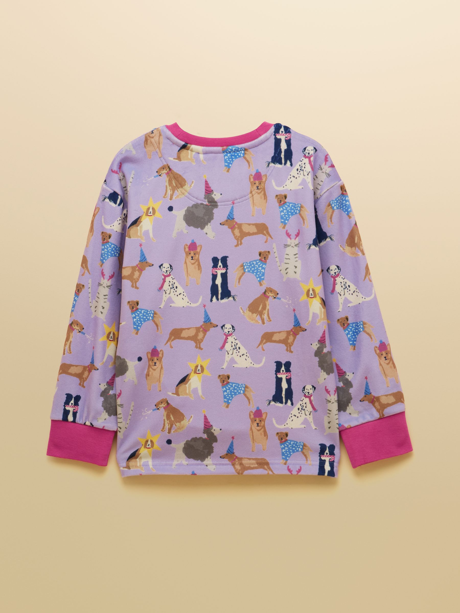 Girls' Lilac Dogs Long Sleeve Fleece Pyjamas - Image 3 of 8