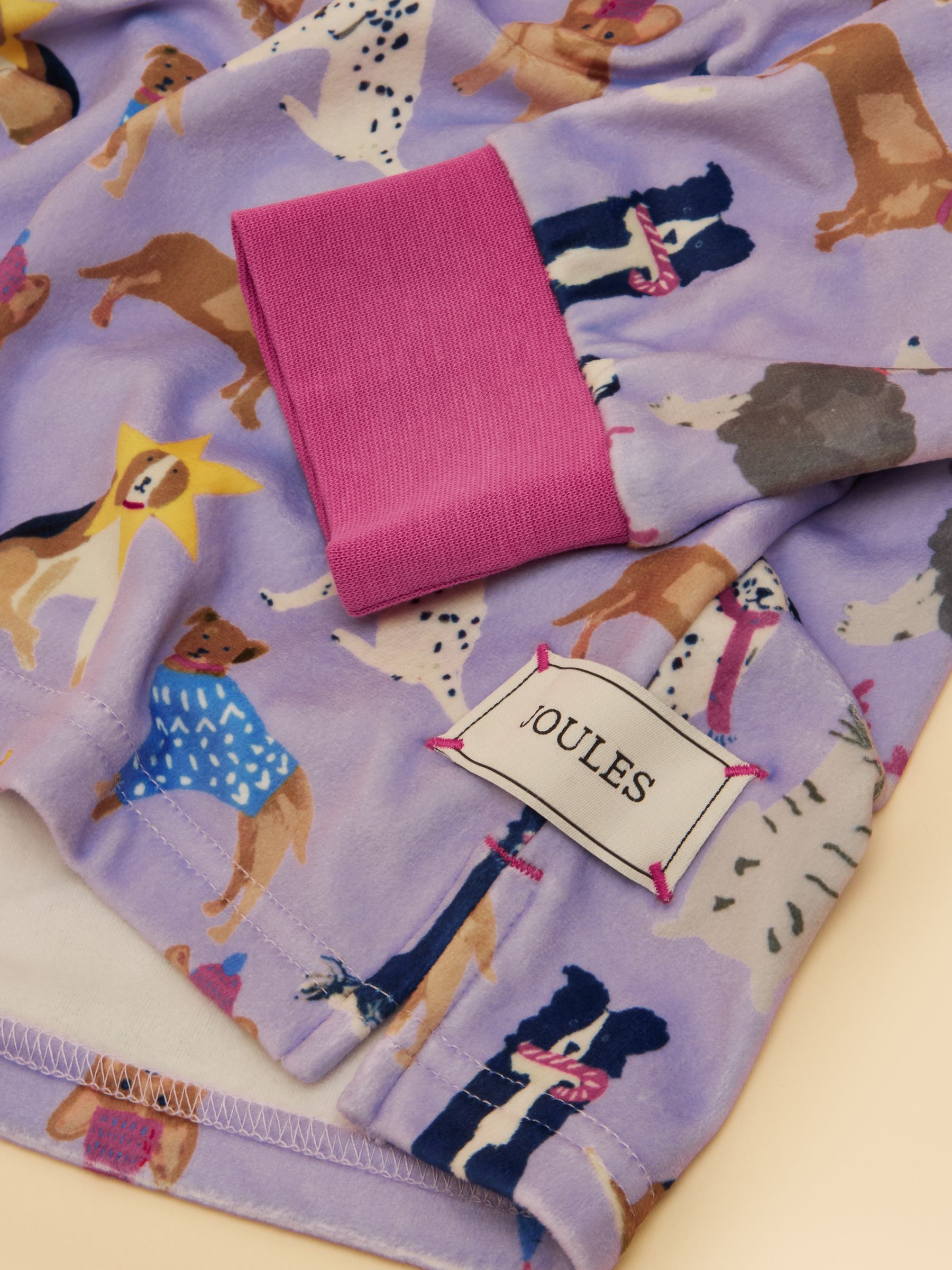 Girls' Lilac Dogs Long Sleeve Fleece Pyjamas - Image 6 of 8