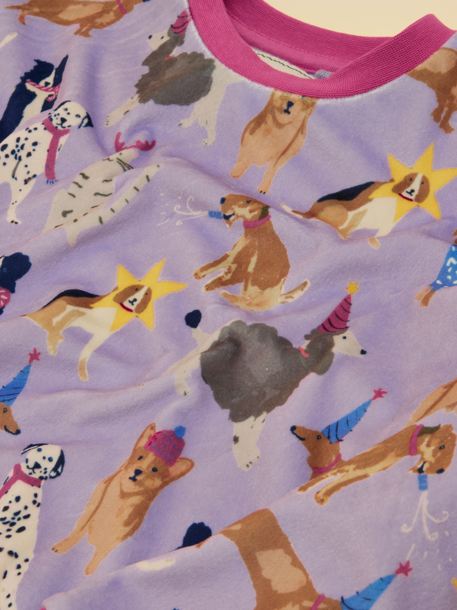 Girls' Lilac Dogs Long Sleeve Fleece Pyjamas - Image 7 of 8