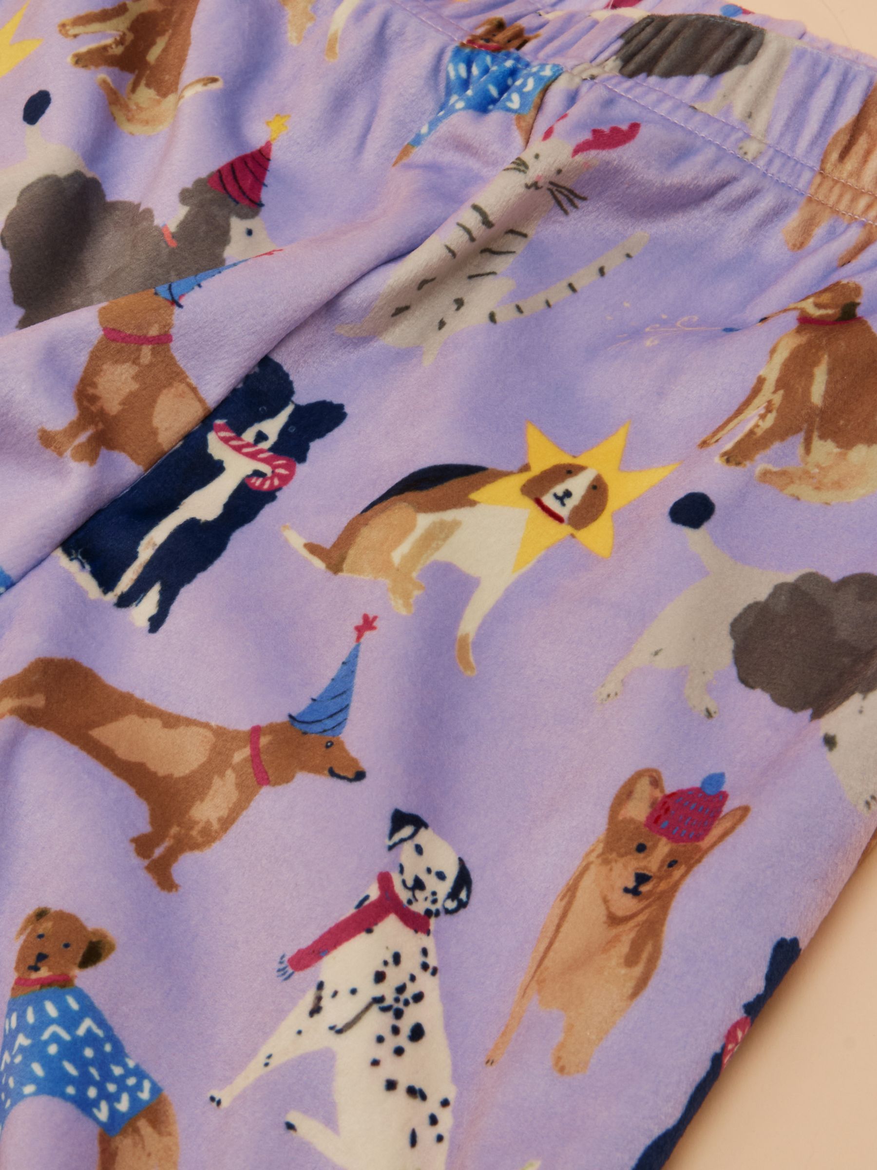Girls' Lilac Dogs Long Sleeve Fleece Pyjamas - Image 8 of 8