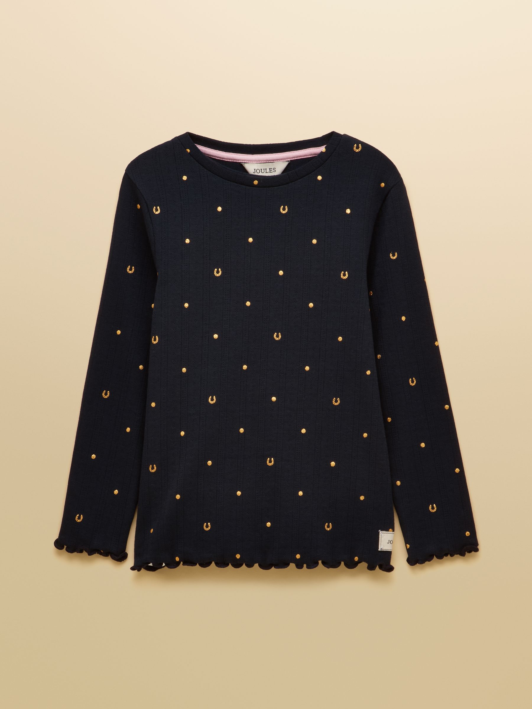 Girls' Odelia Navy Long Sleeve Pointelle Top - Image 1 of 4
