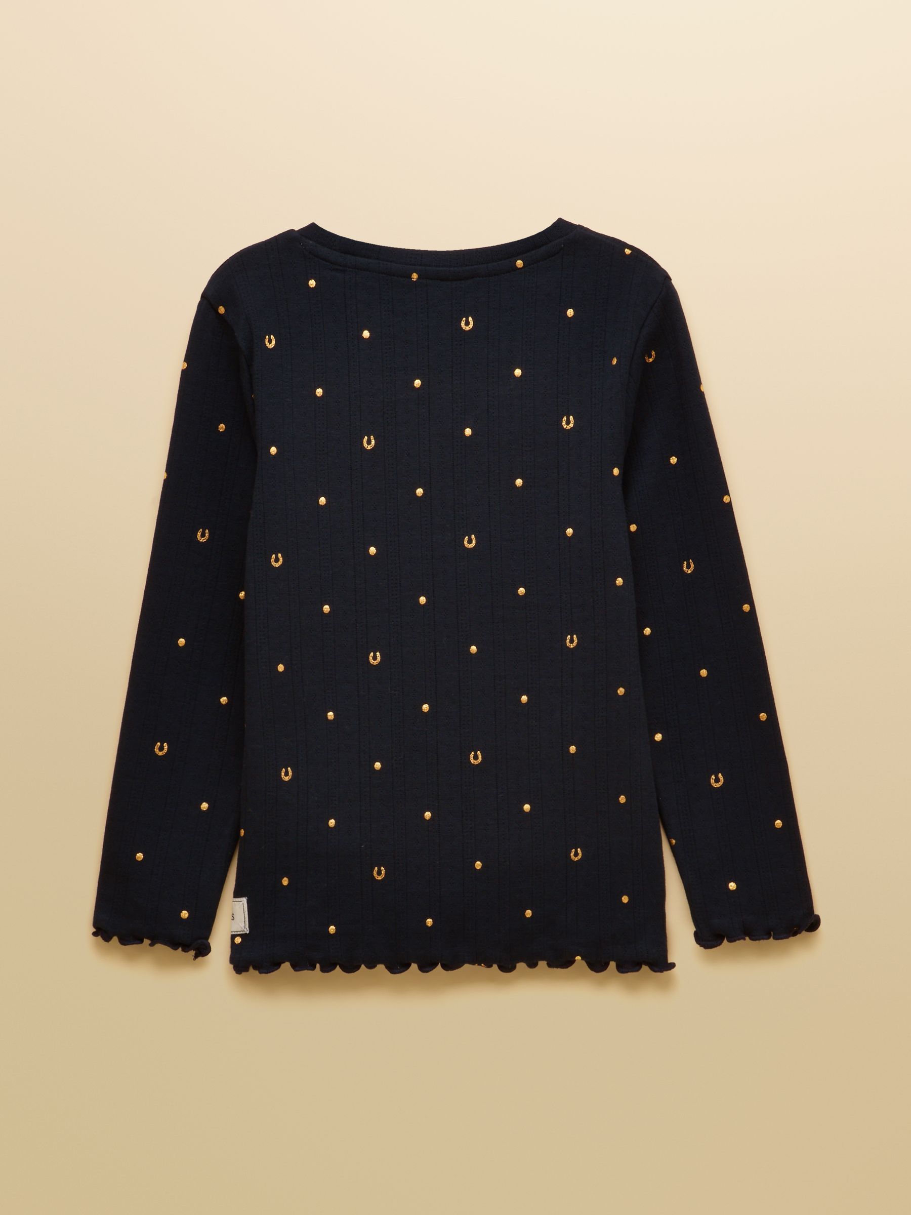 Girls' Odelia Navy Long Sleeve Pointelle Top - Image 2 of 4