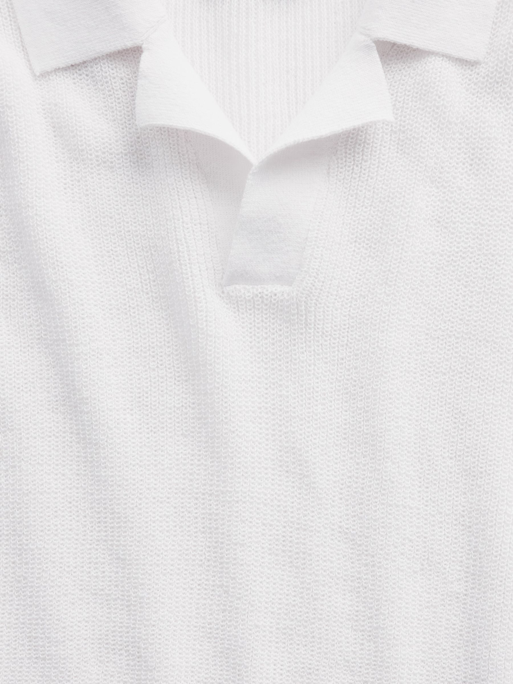 White Linen-Blend Knitted Polo Shirt - Image 4 of 4