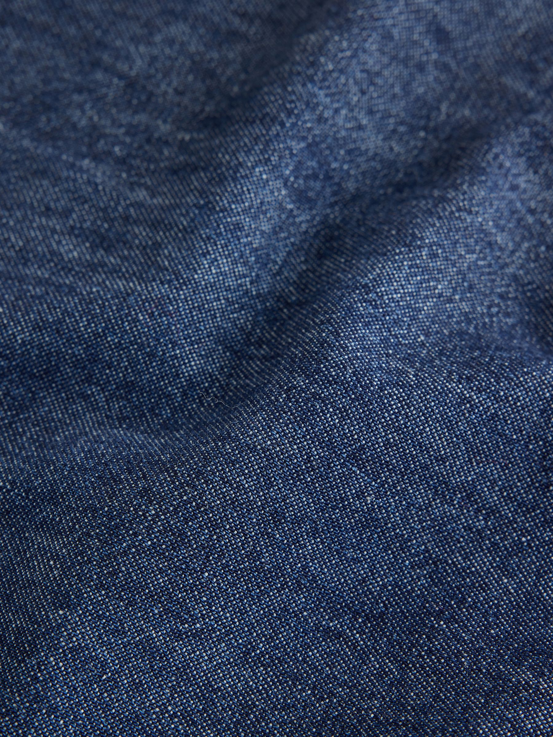 Dark Wash Denim Relaxed Short Sleeve Shirt - Image 3 of 5