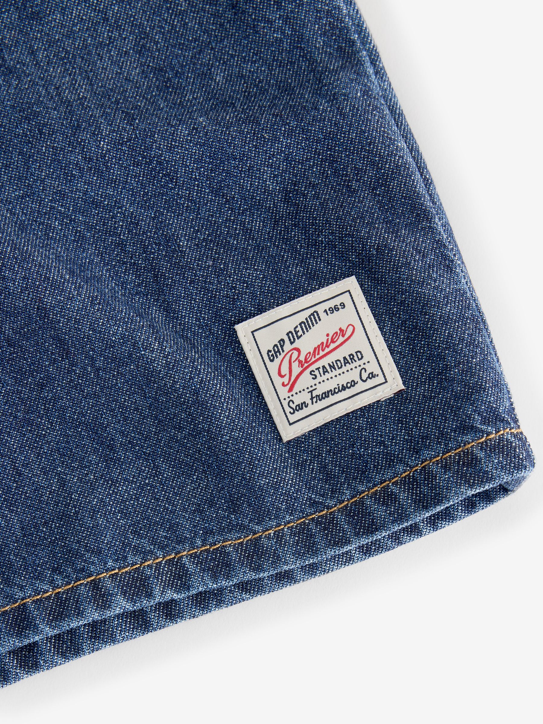 Dark Wash Denim Relaxed Short Sleeve Shirt - Image 5 of 5 Dark Wash Denim Relaxed Short Sleeve Shirt - Image 5 of 5