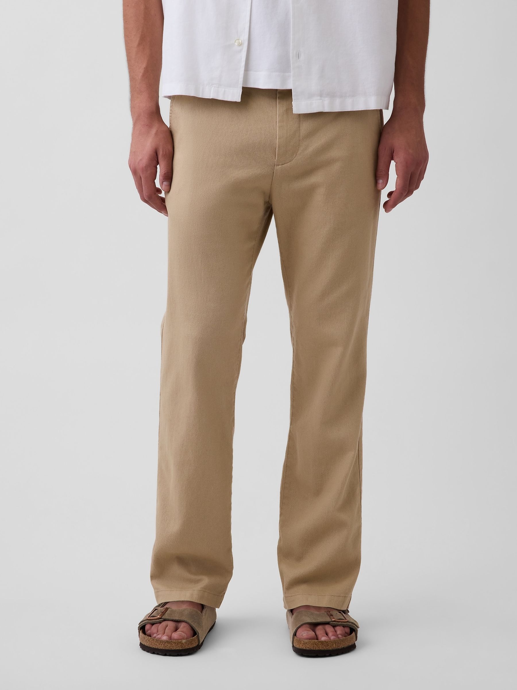 Beige Linen-Cotton Relaxed Straight Trousers - Image 1 of 6