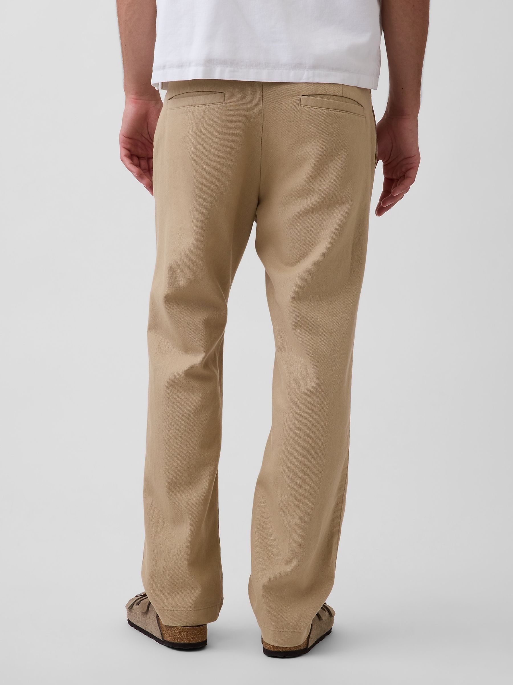 Beige Linen-Cotton Relaxed Straight Trousers - Image 2 of 6