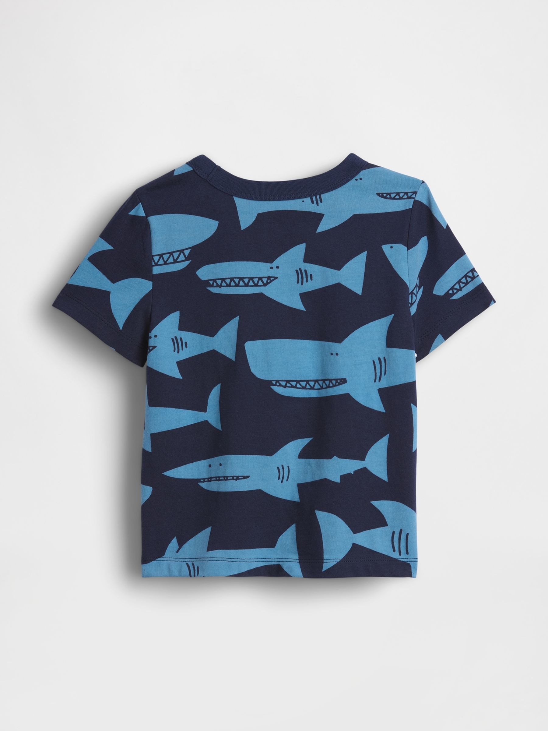 Navy Shark Print Pocket Short Sleeve T-Shirt - Image 2 of 2