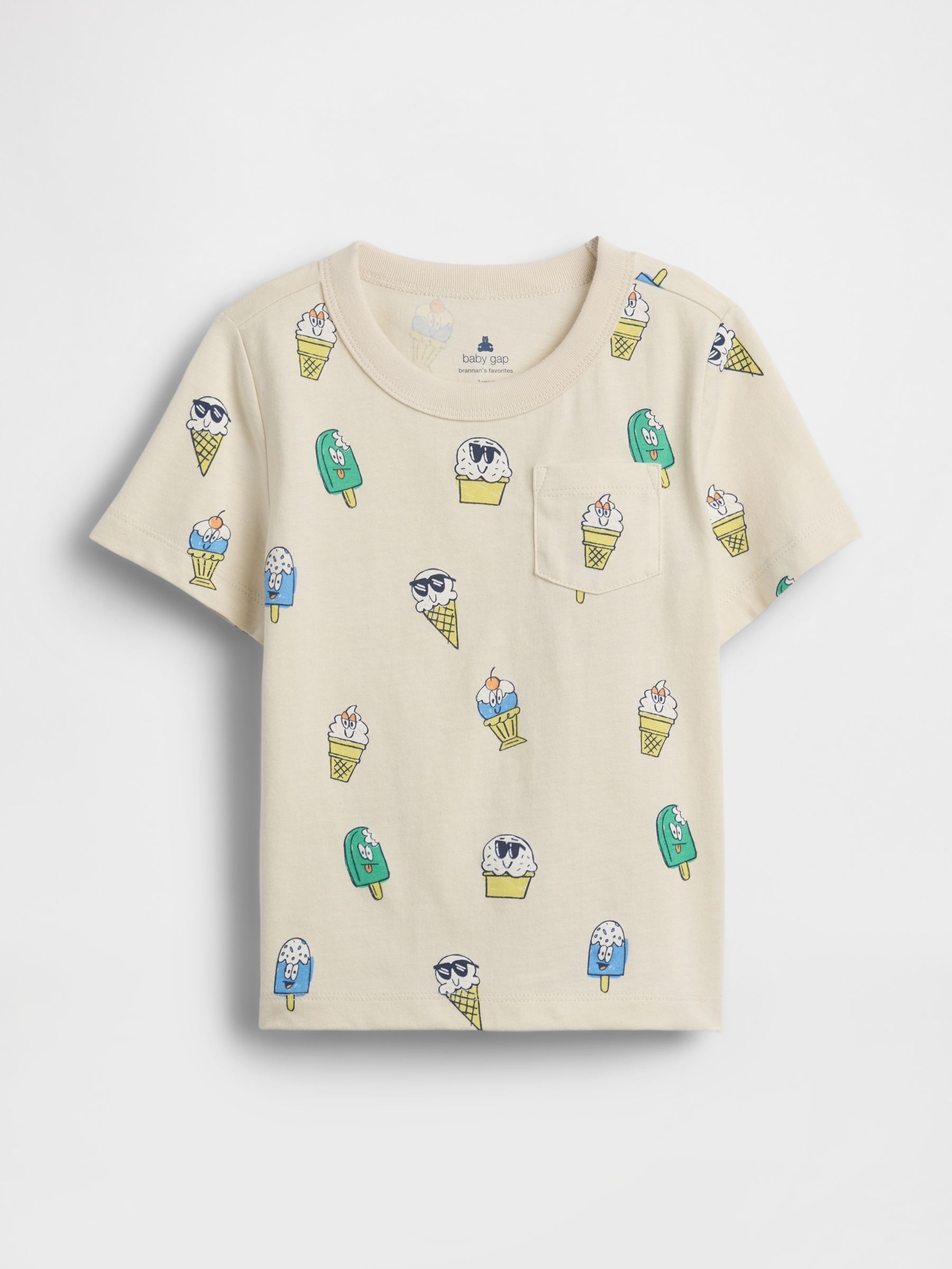 Ice Cream Print Pocket Short Sleeve T-Shirt - Image 1 of 2