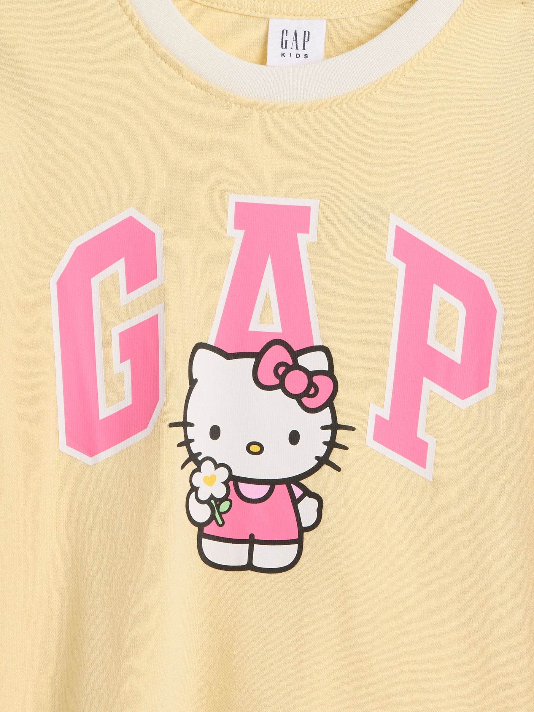 Yellow Hello Kitty Oversized Graphic Short Sleeve T-Shirt - Image 3 of 3 Yellow Hello Kitty Oversized Graphic Short Sleeve T-Shirt - Image 3 of 3