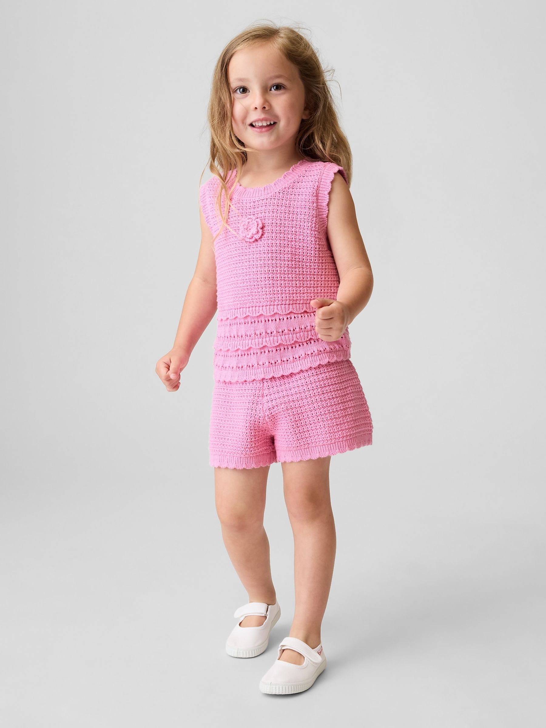 Pink Crochet Pull On Shorts - Image 1 of 4