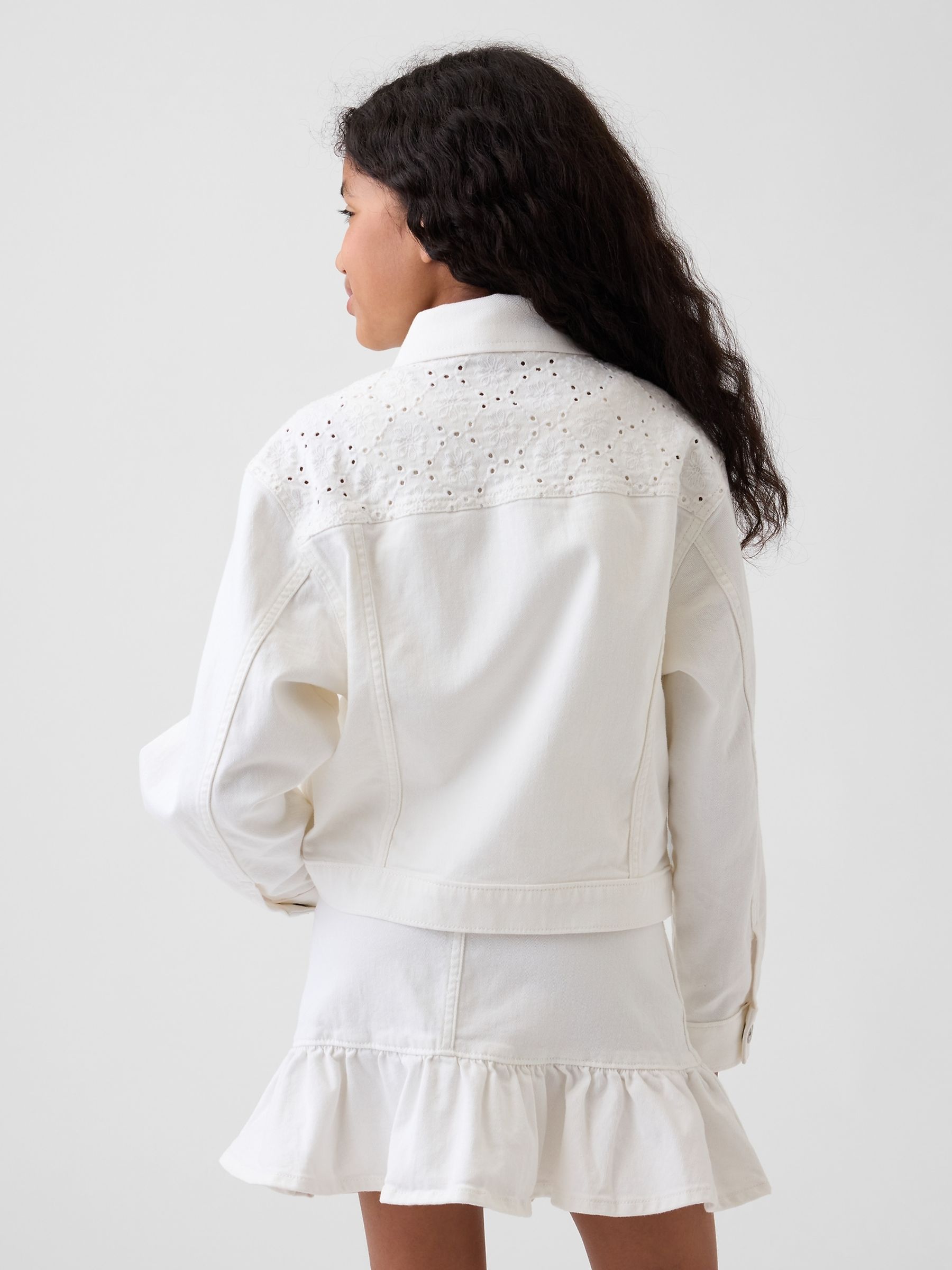 White Eyelet Denim Jacket - Image 2 of 5