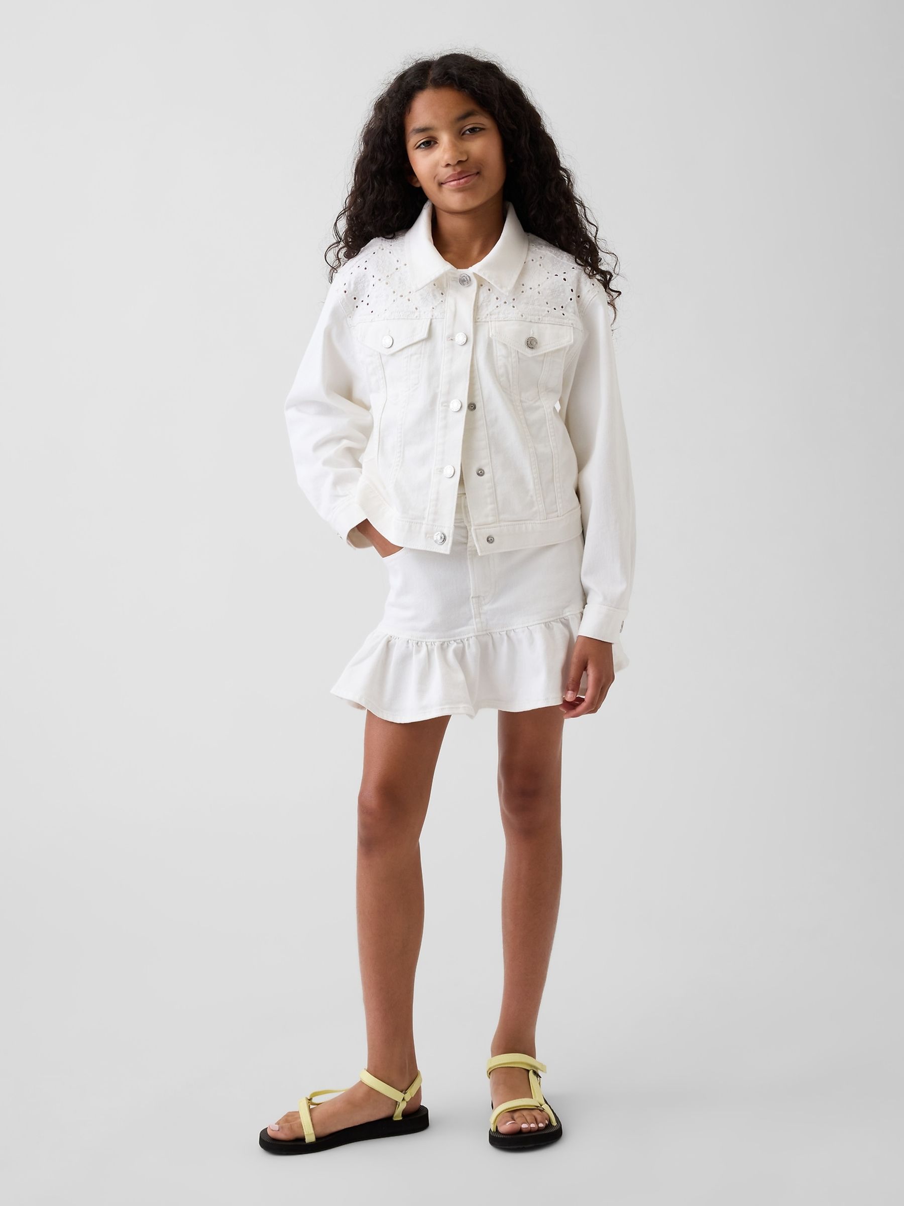 White Eyelet Denim Jacket - Image 3 of 5