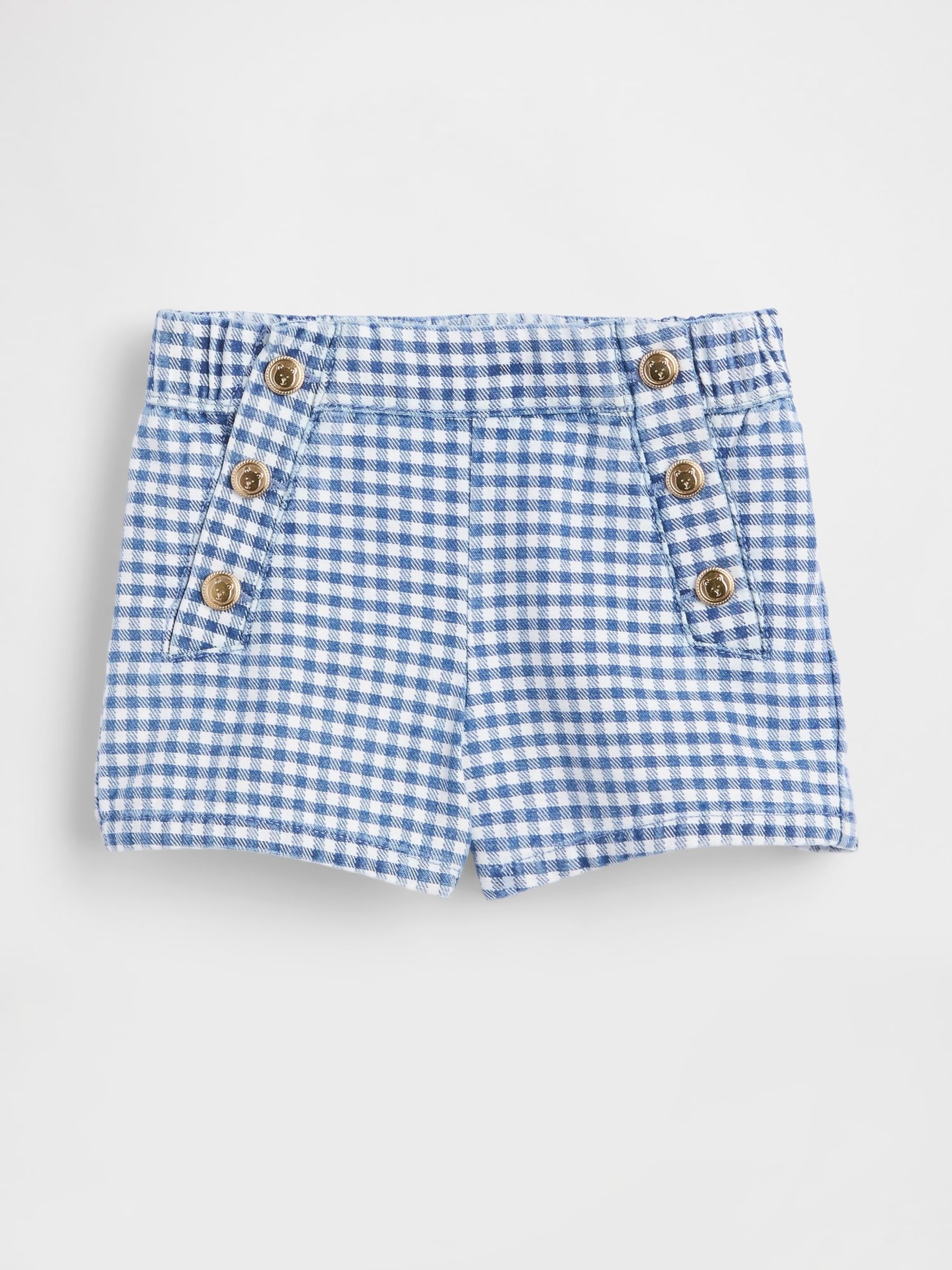 Blue Gingham Sailor Gingham Denim Pull On Shorts - Image 2 of 4