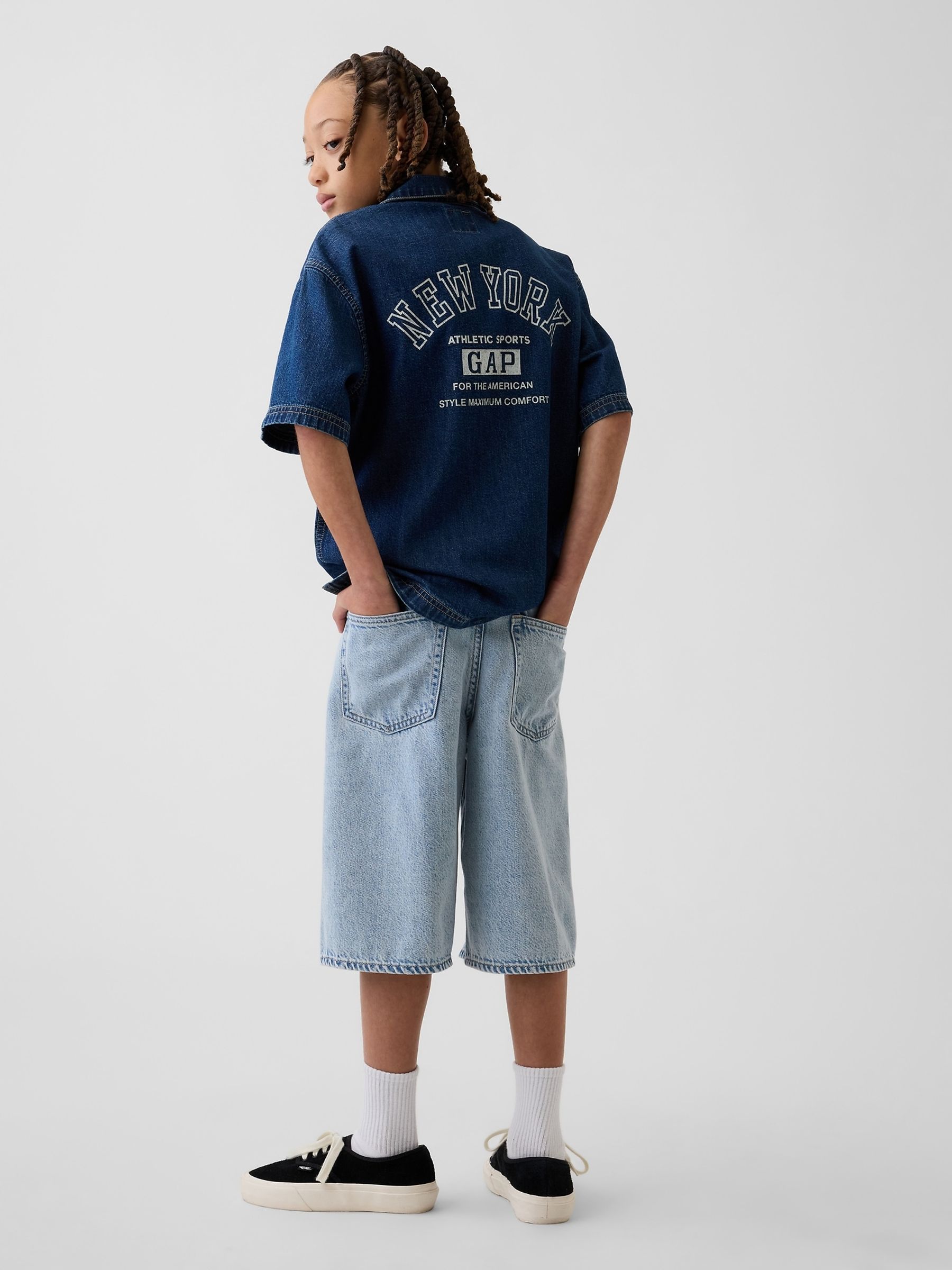 Light Wash Baggy Denim Shorts - Image 2 of 5