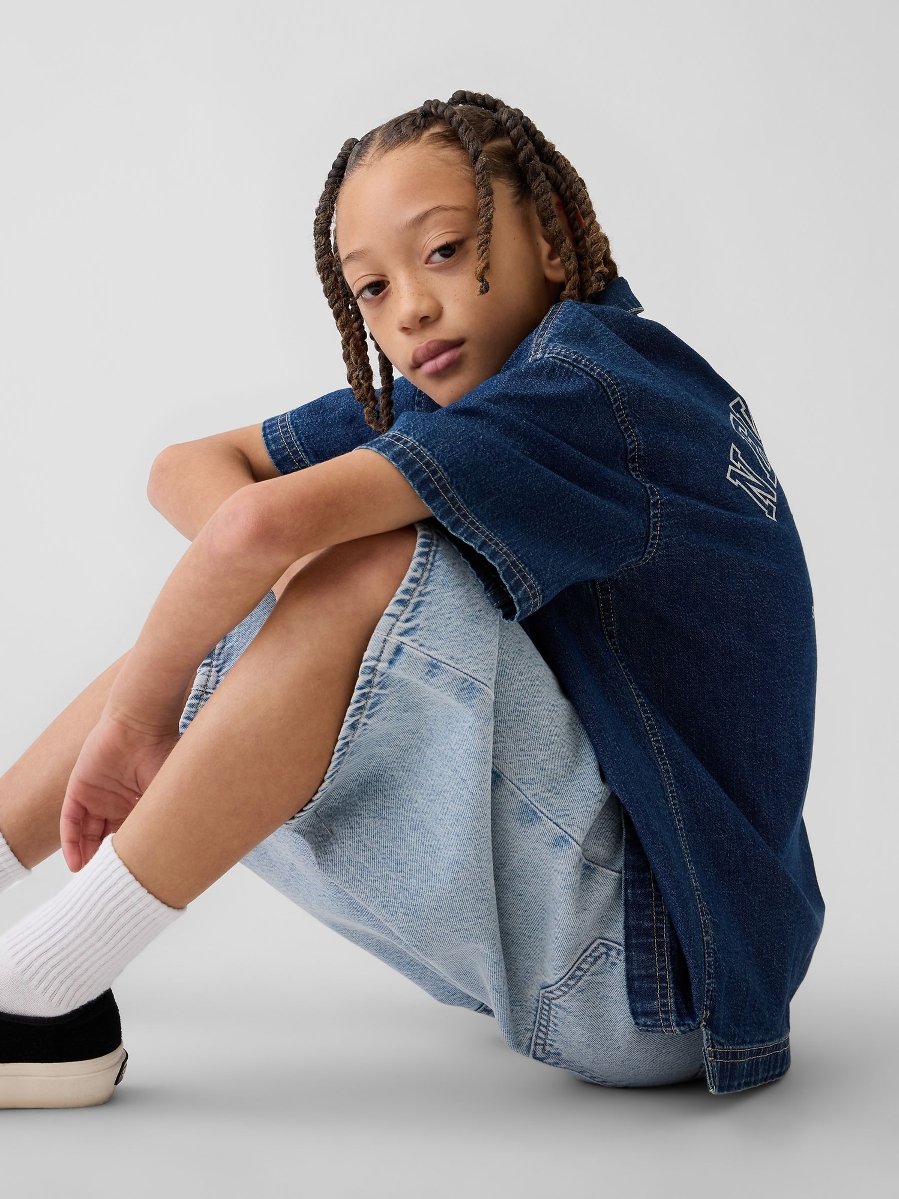 Light Wash Baggy Denim Shorts - Image 4 of 5