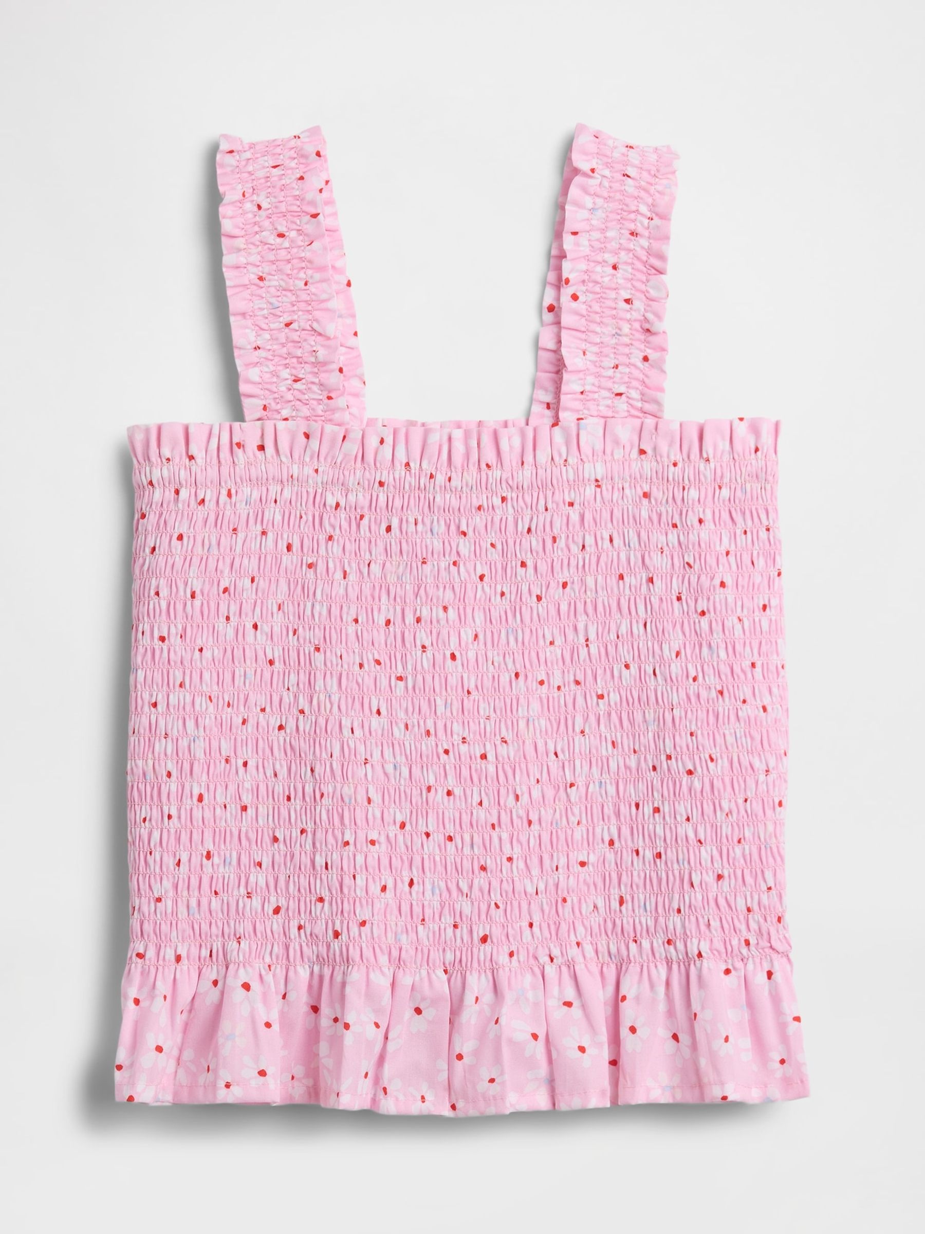Pink Floral Smocked Peplum Top - Image 1 of 3