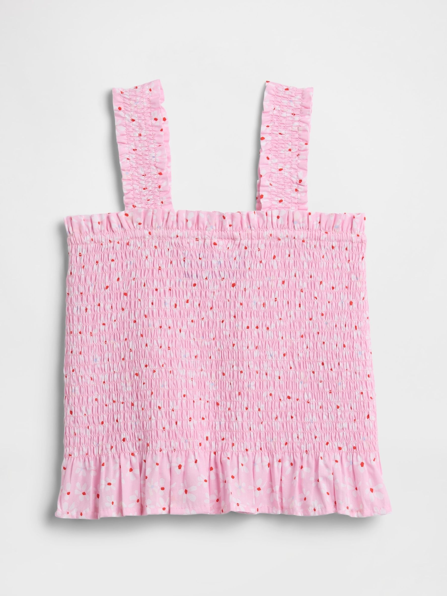 Pink Floral Smocked Peplum Top - Image 2 of 3