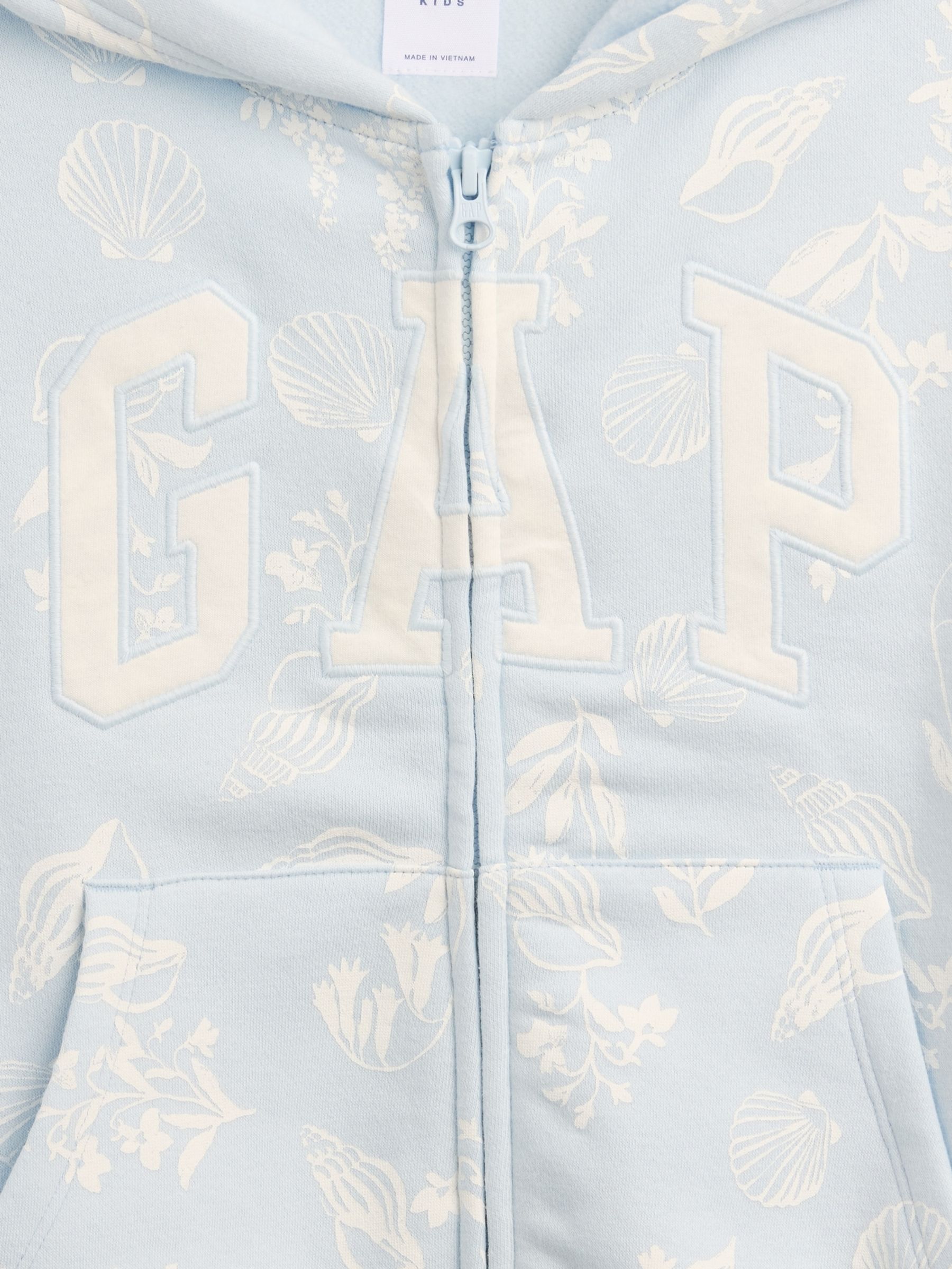 Blue Floral Relaxed Gap Logo Zip Hoodie - Image 3 of 3