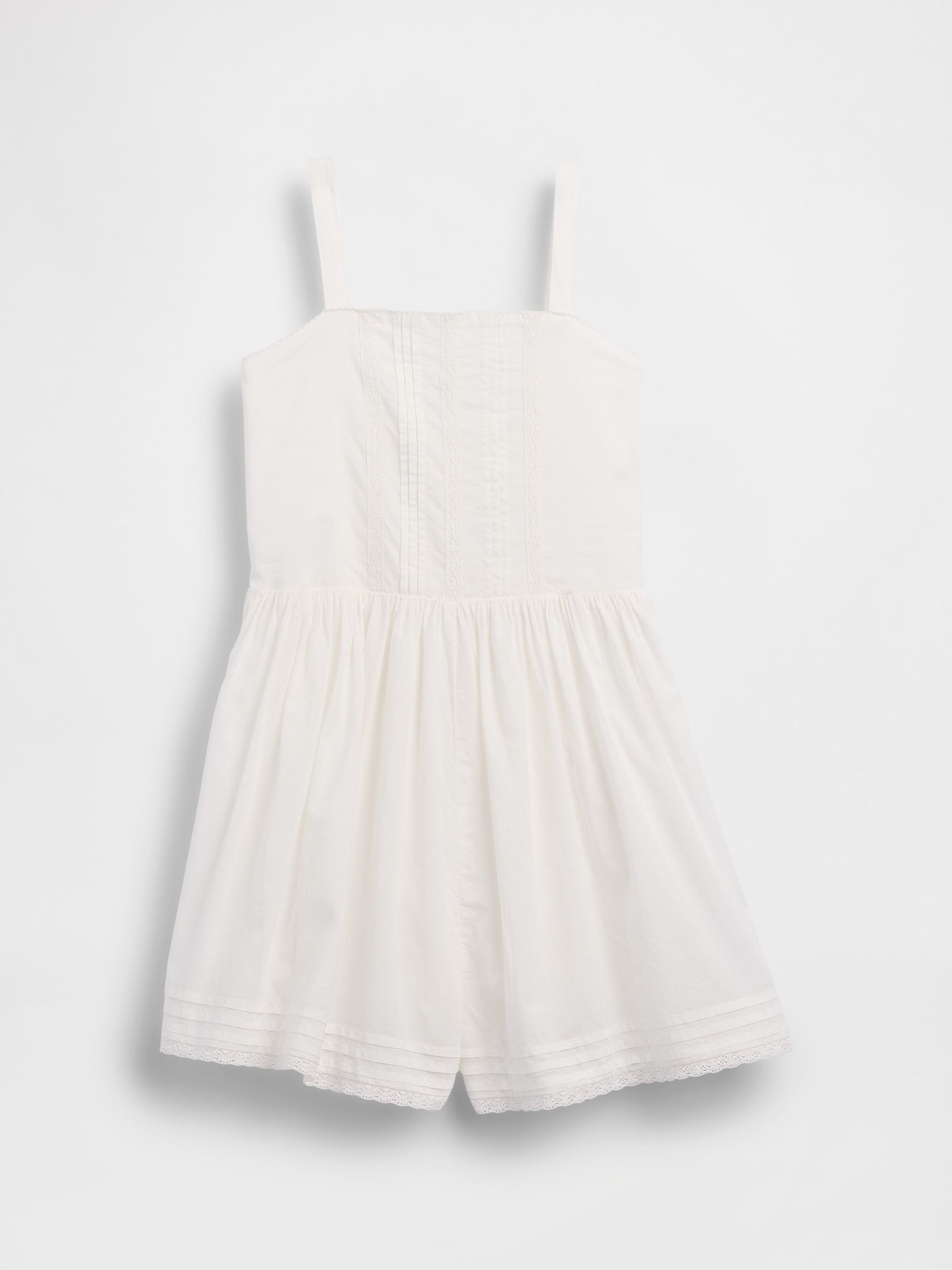White Lace-Trim Shorts Jumpsuit - Image 3 of 4