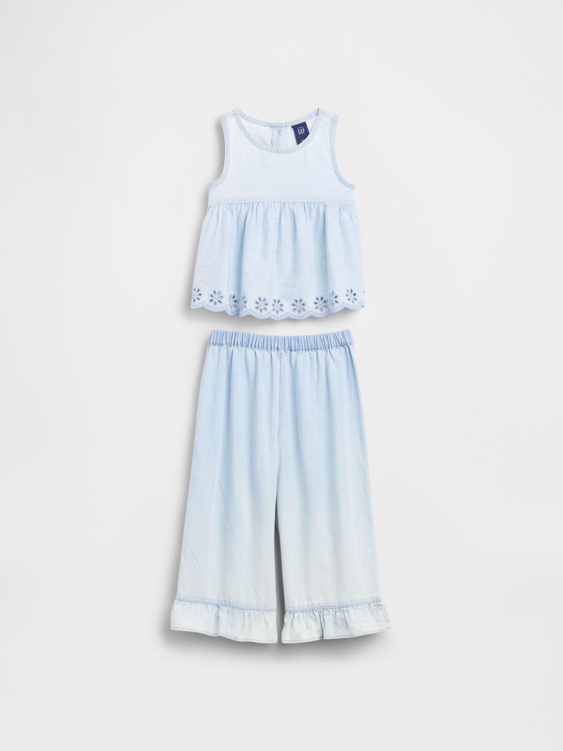 Blue Eyelet Denim Outfit Set - Image 2 of 4