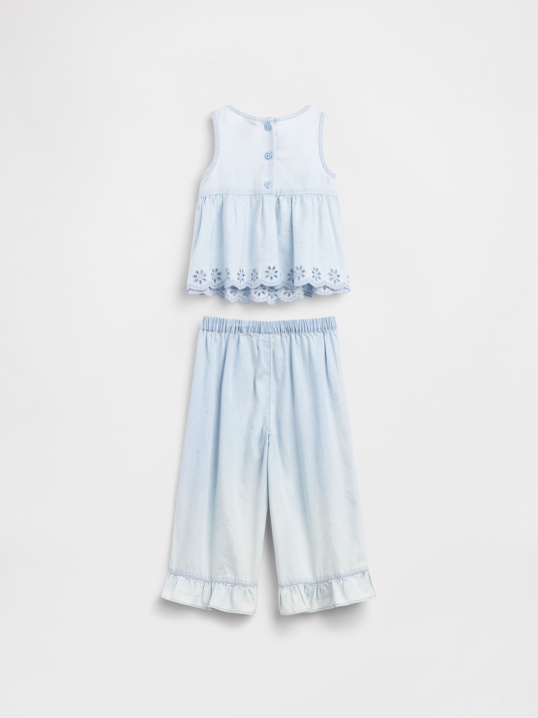 Blue Eyelet Denim Outfit Set - Image 3 of 4