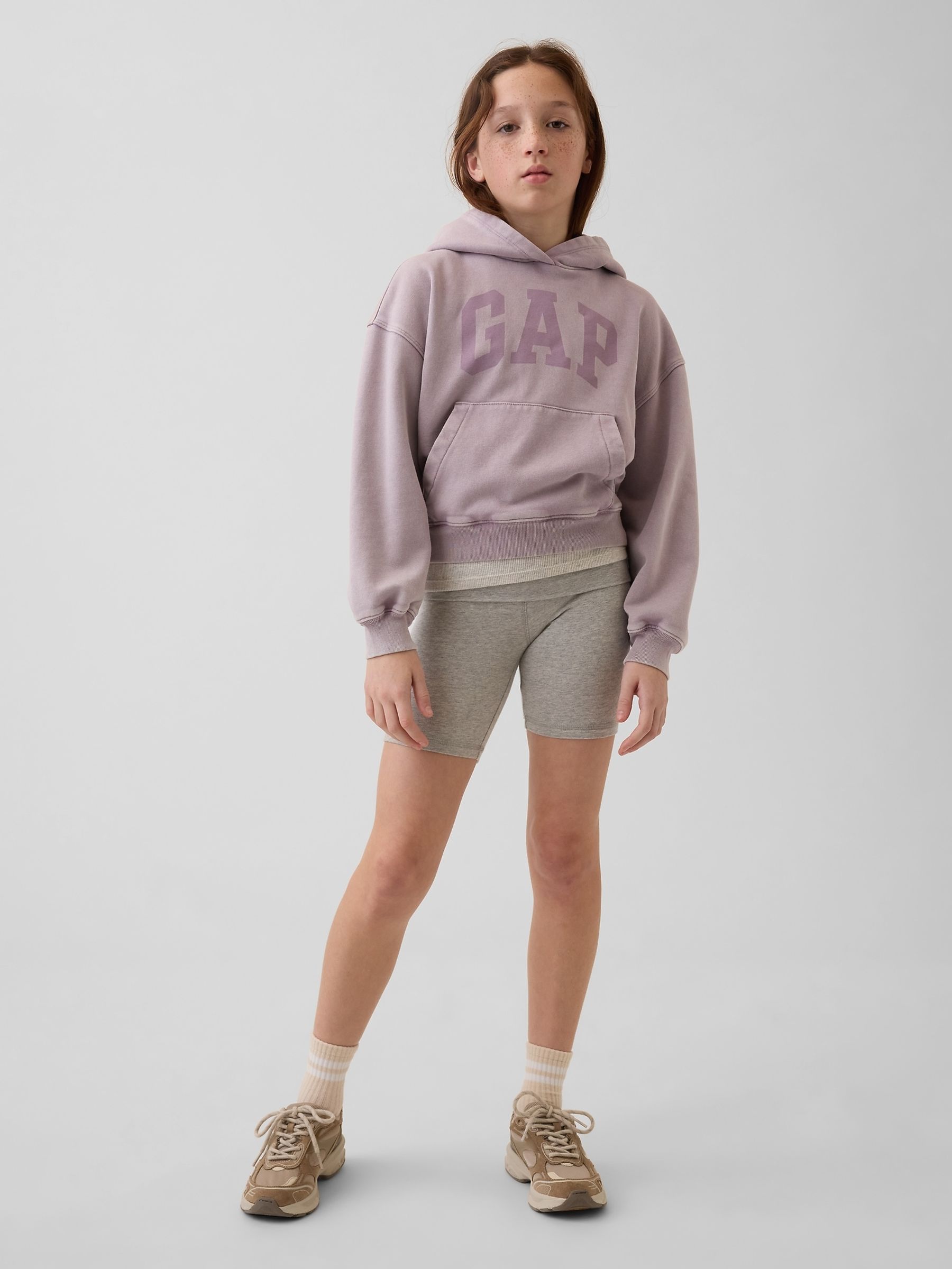 Grey Foldover Bike Shorts - Image 3 of 5