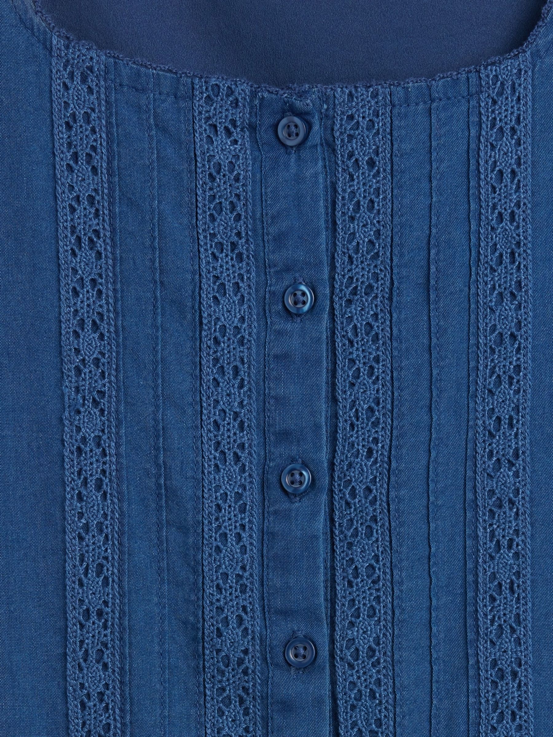 Blue Flutter-Sleeve Lace-Trim Dress - Image 4 of 4