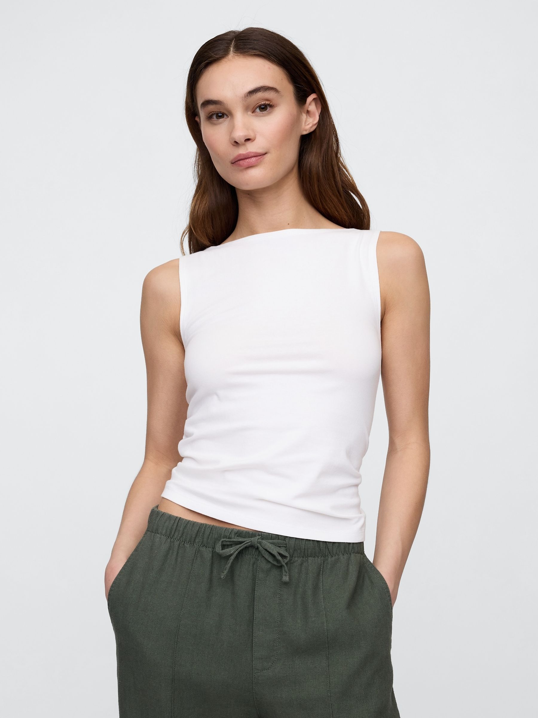 White Boatneck Vest - Image 1 of 4