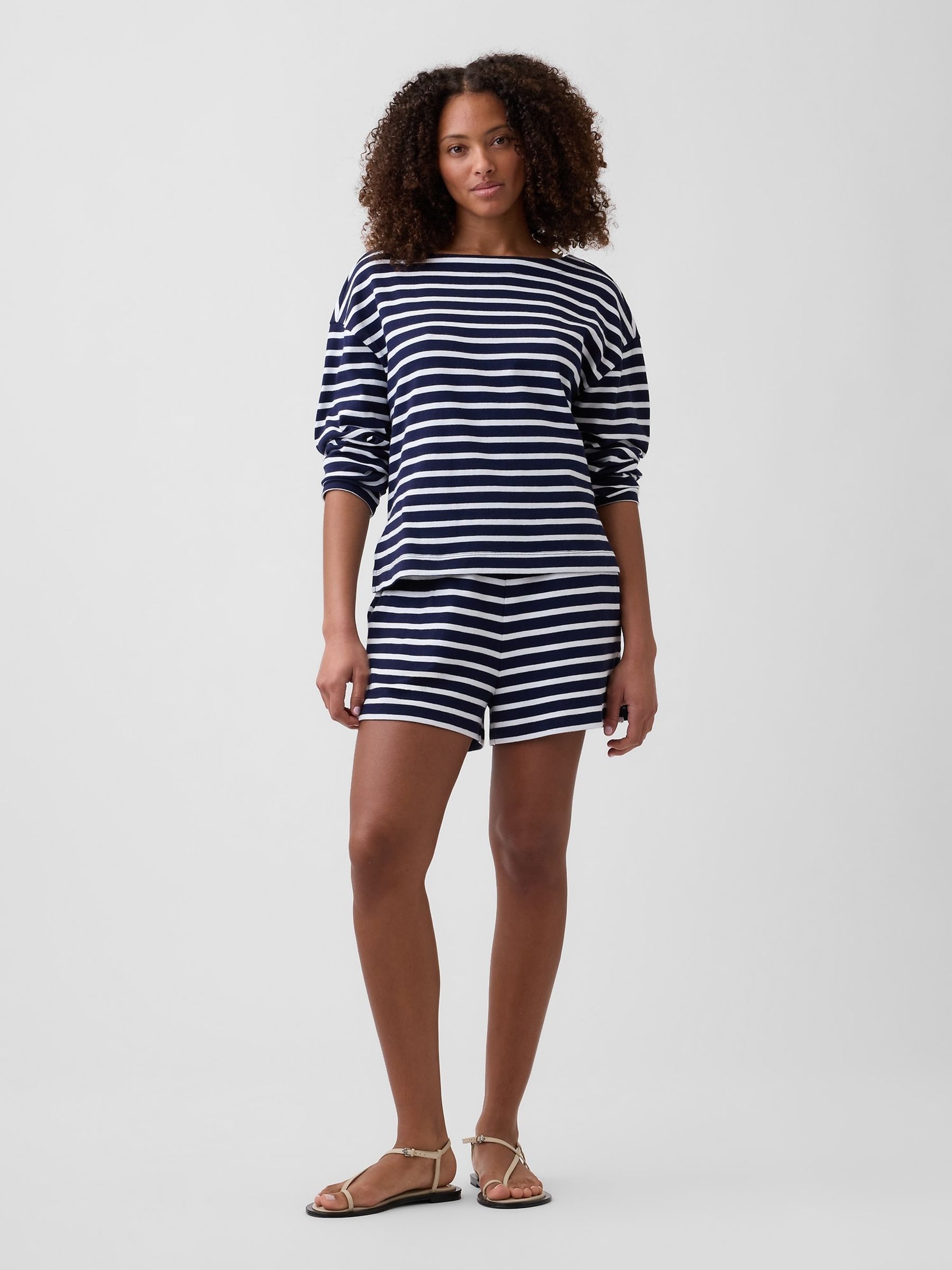 Blue Stripe Pull On Stripe Shorts - Image 1 of 5
