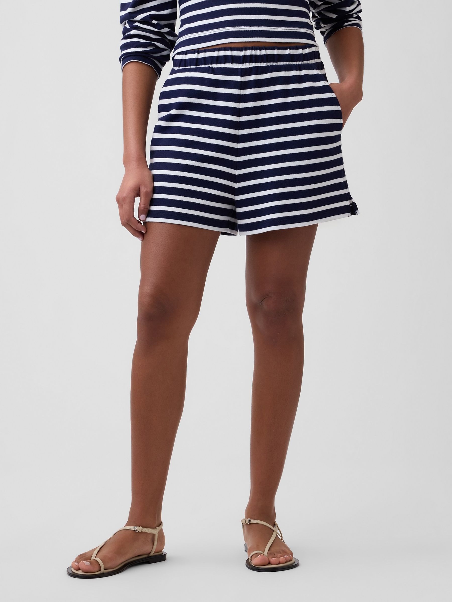 Blue Stripe Pull On Stripe Shorts - Image 3 of 5