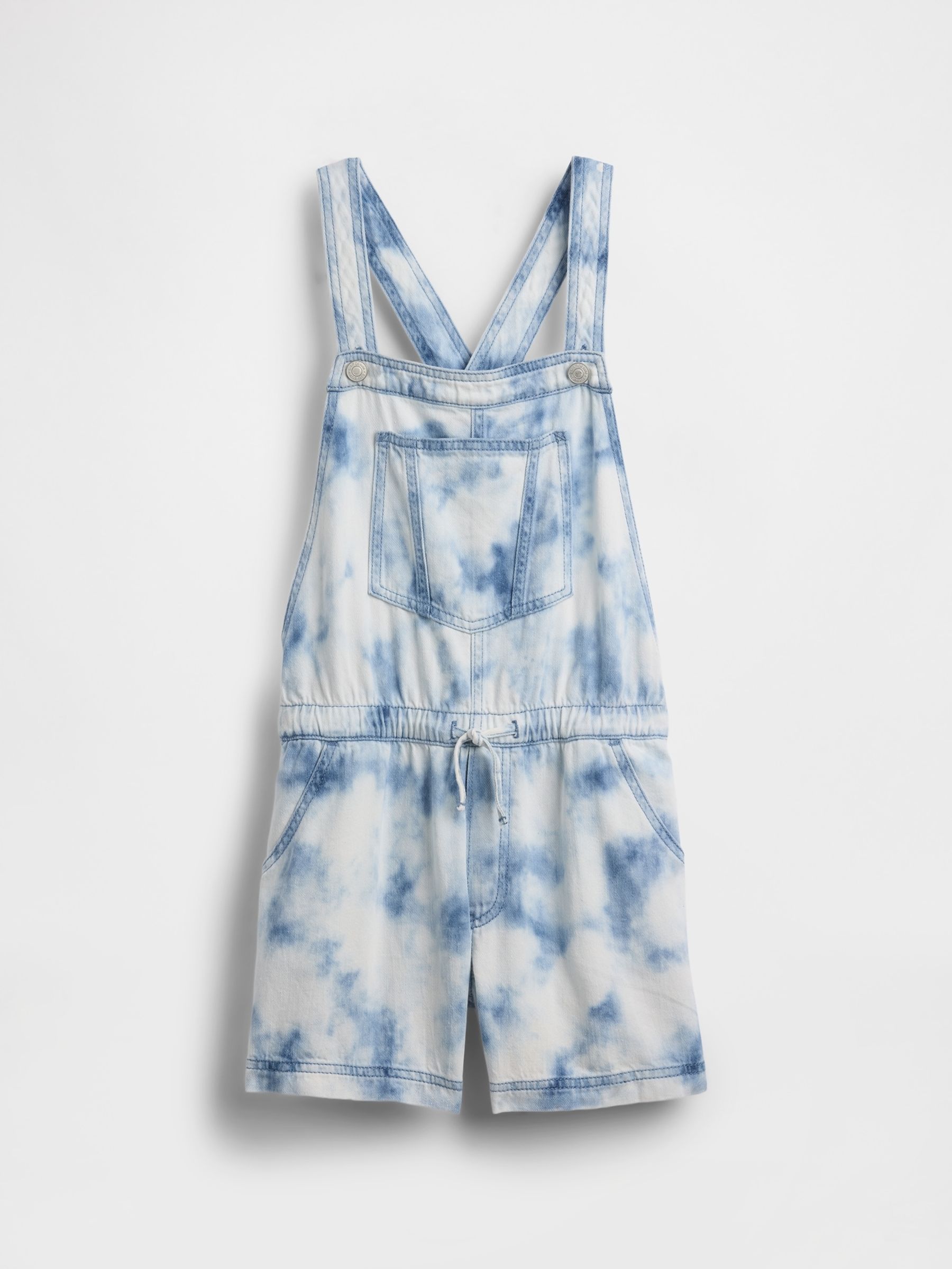 Blue Tie-Dye Denim Relaxed Short Dungarees - Image 3 of 4