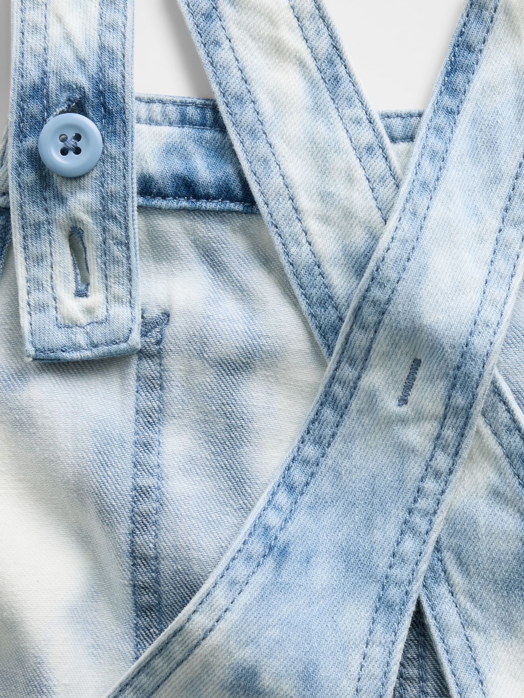 Blue Tie-Dye Denim Relaxed Short Dungarees - Image 4 of 4