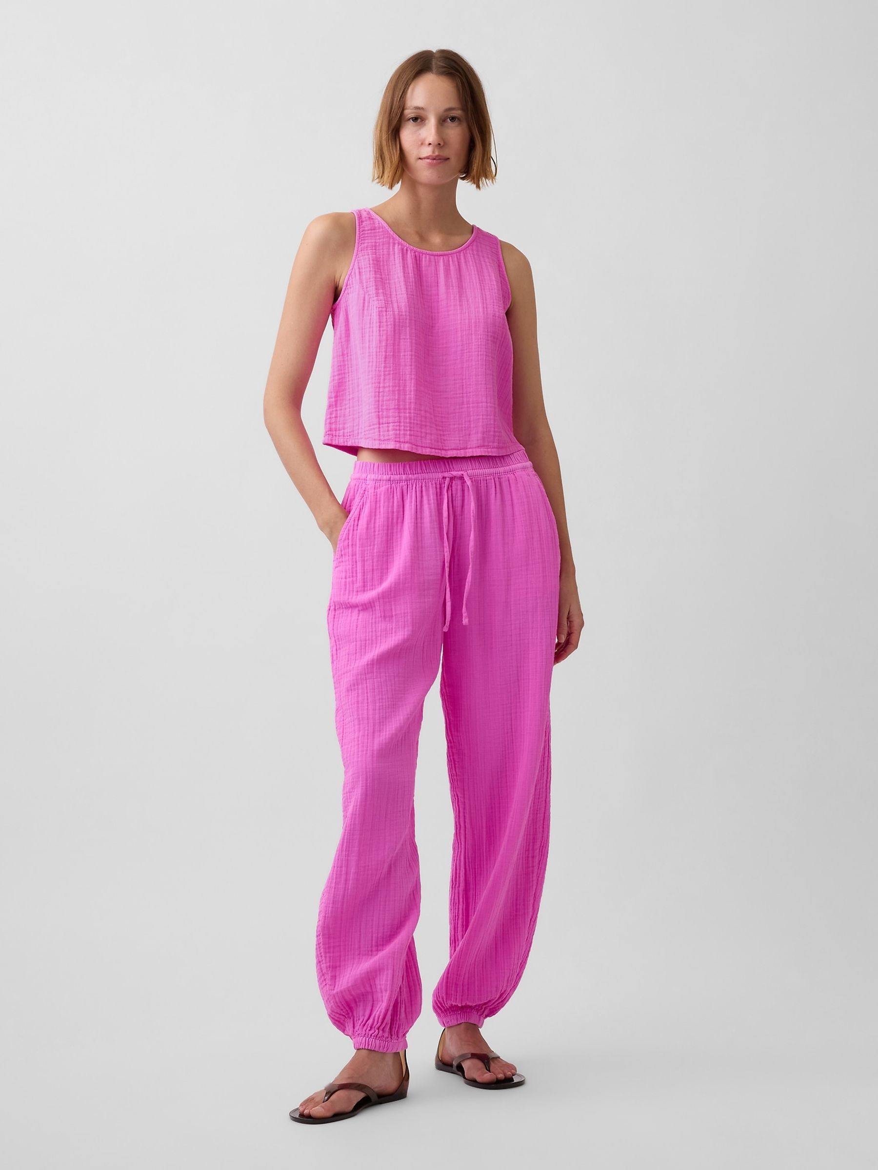 Pink Gauze Barrel Joggers - Image 4 of 5