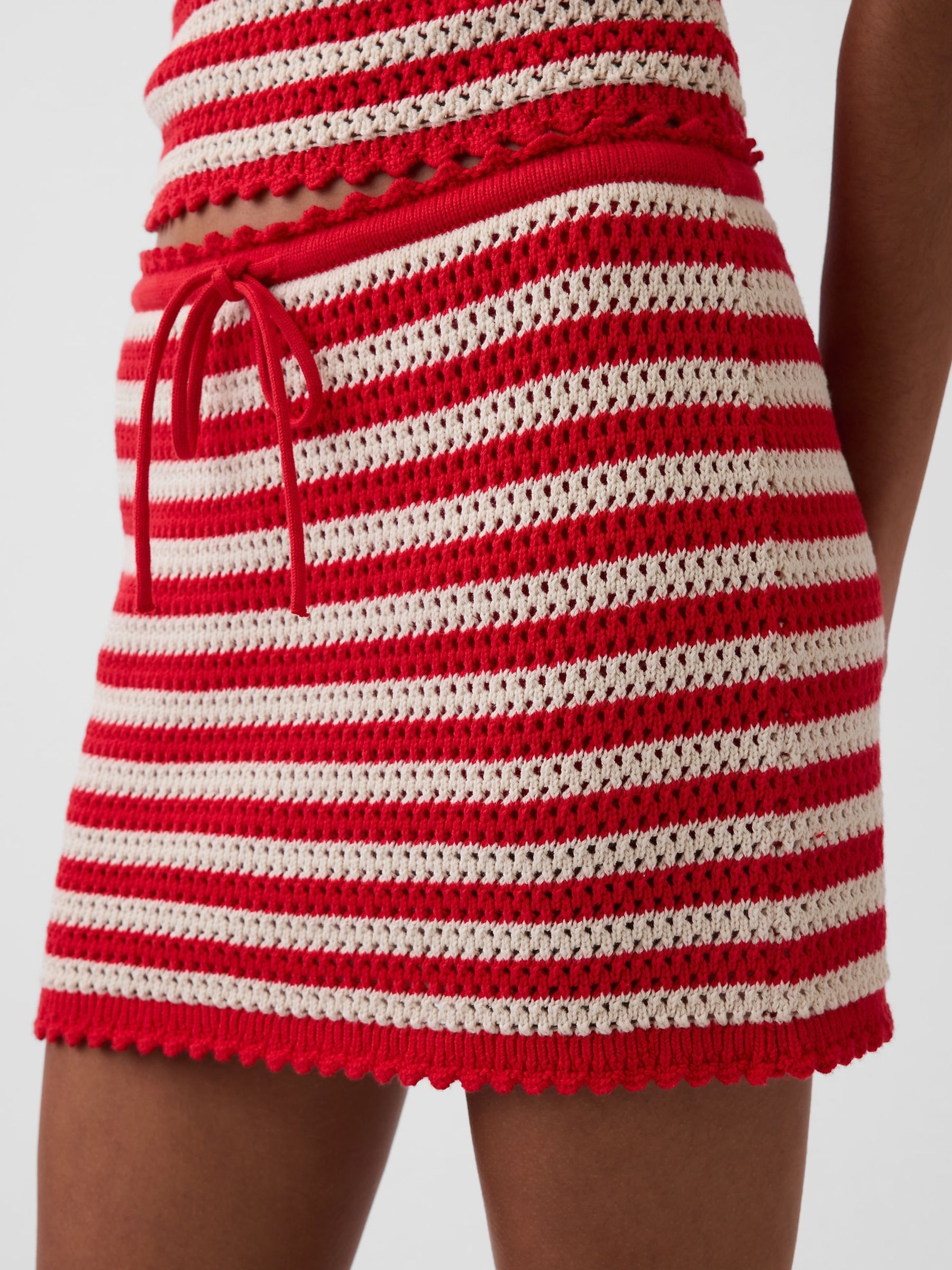 Red Crochet Easy Mini Skort - Image 1 of 4
