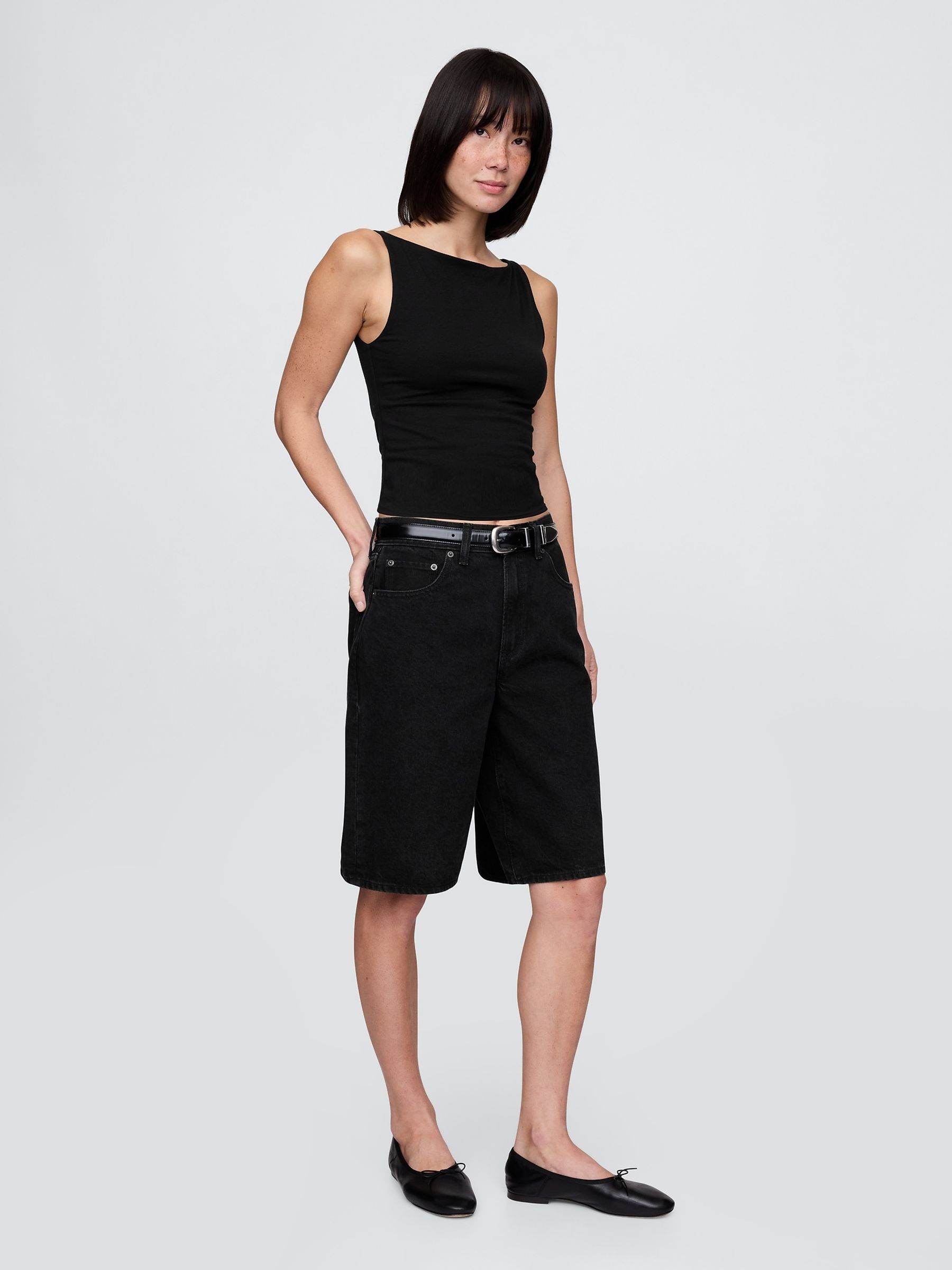 Black CloseKnit Jersey Boatneck Crop Vest - Image 3 of 3
