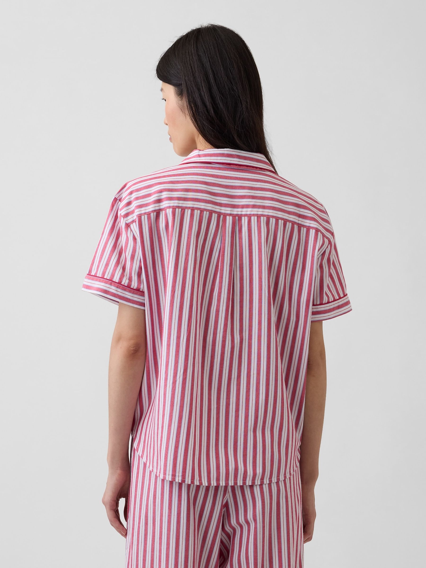 Red Stripe Poplin Pyjama Short Sleeve Shirt - Image 2 of 4