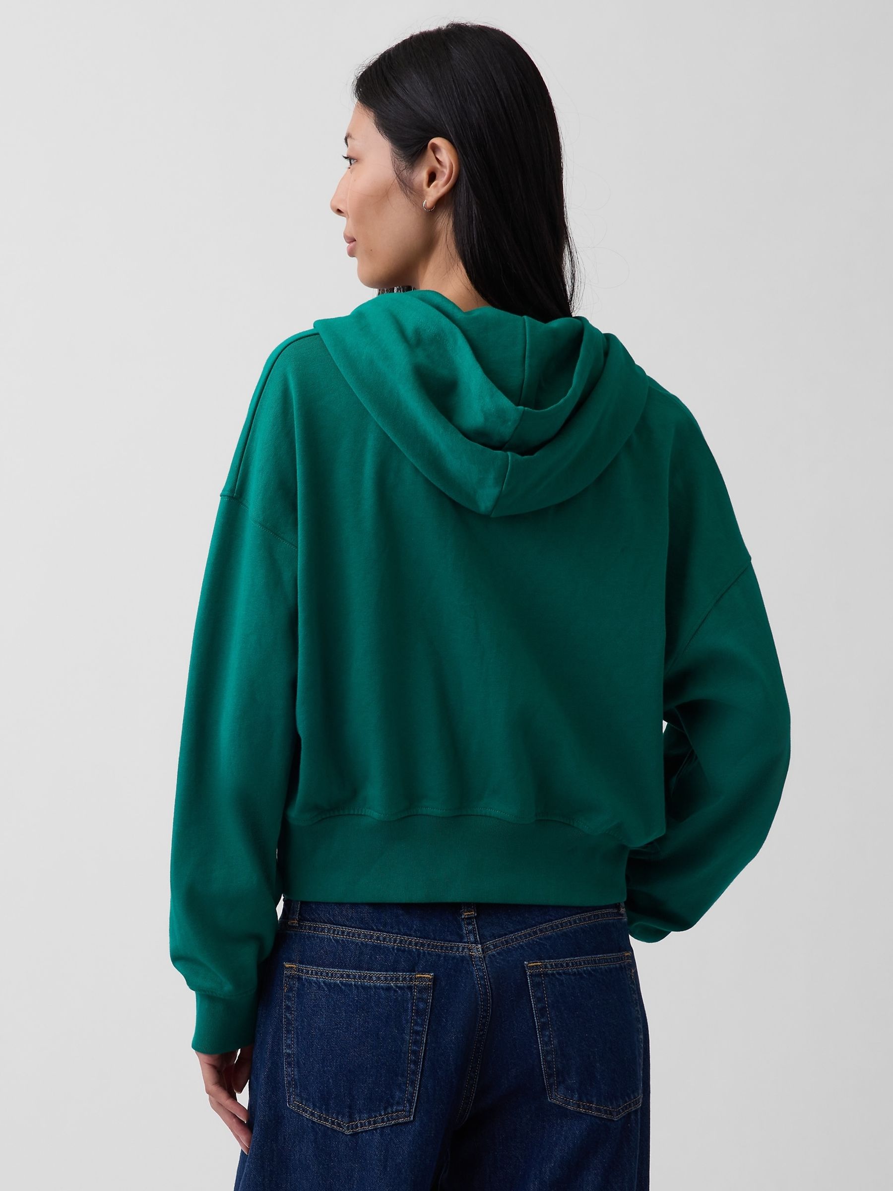 Green Vintage Soft French Terry Zip Hoodie - Image 2 of 4