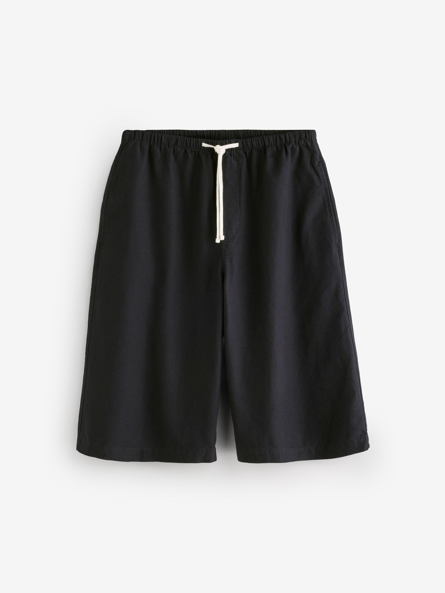Black Linen-Blend Relaxed Easy Crop Culotte Trousers - Image 1 of 5 Black Linen-Blend Relaxed Easy Crop Culotte Trousers - Image 1 of 5
