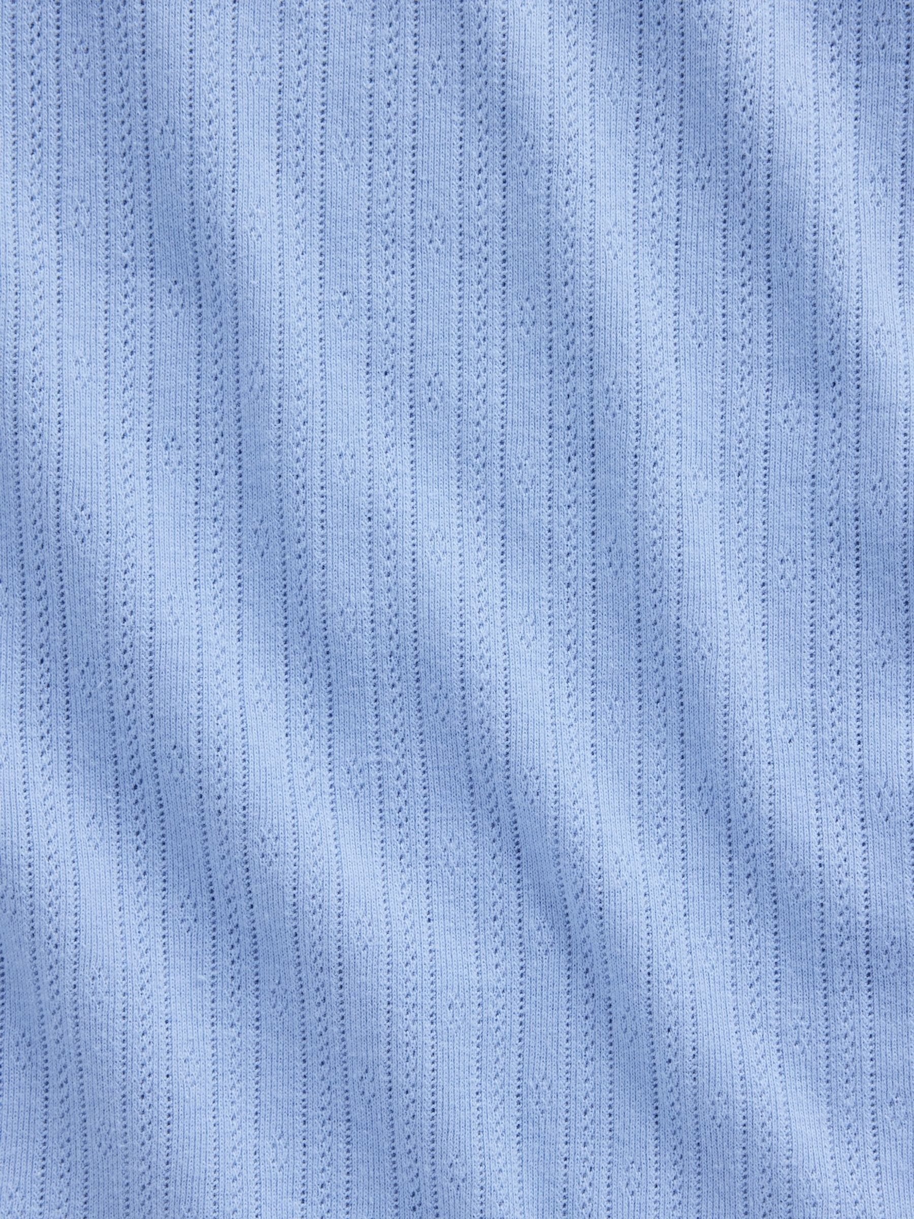 Light Blue Pointelle Crew Neck Short Sleeve T-Shirt - Image 3 of 3