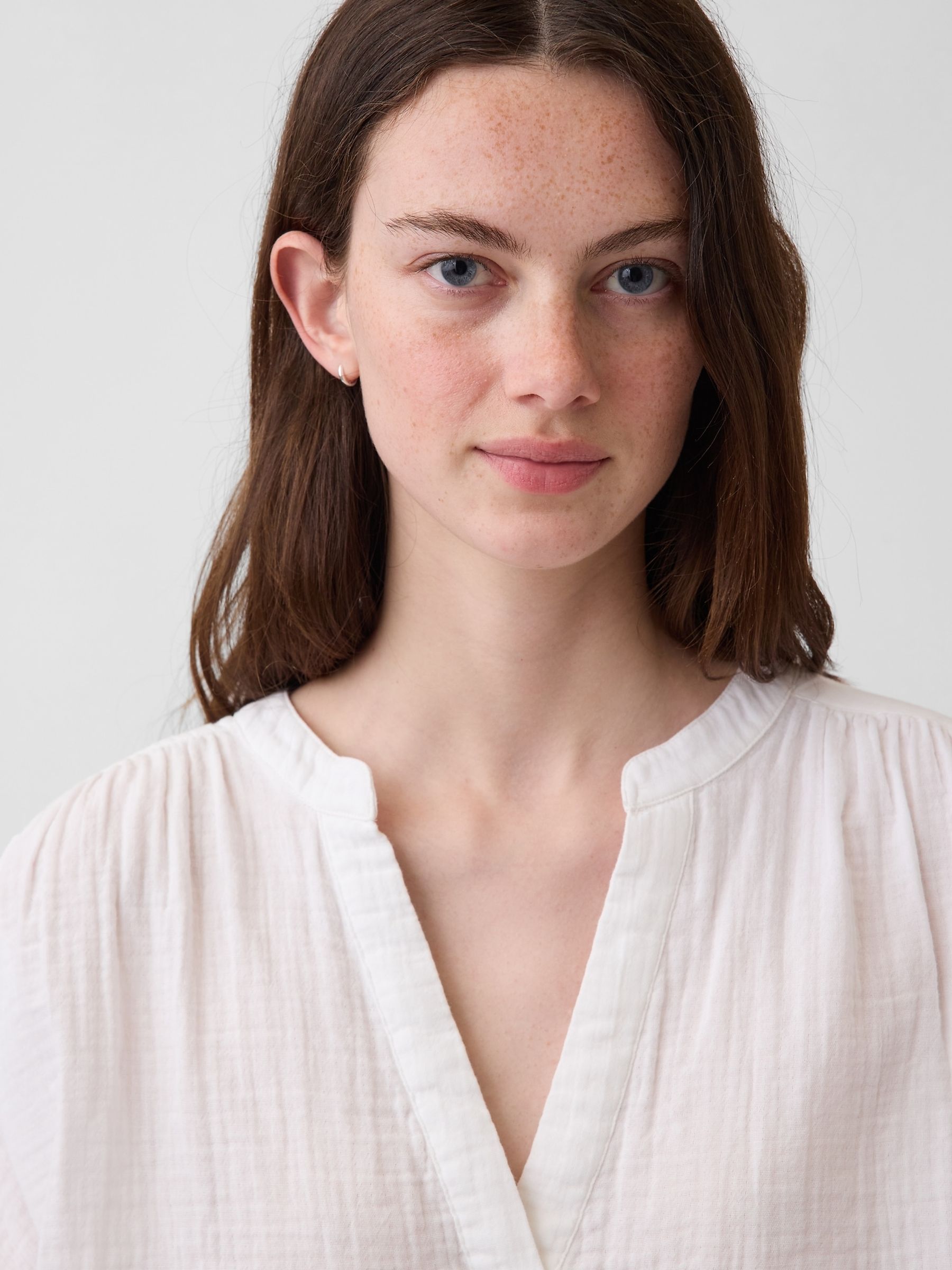 White Gauze Oversized Split-Neck Top - Image 4 of 4