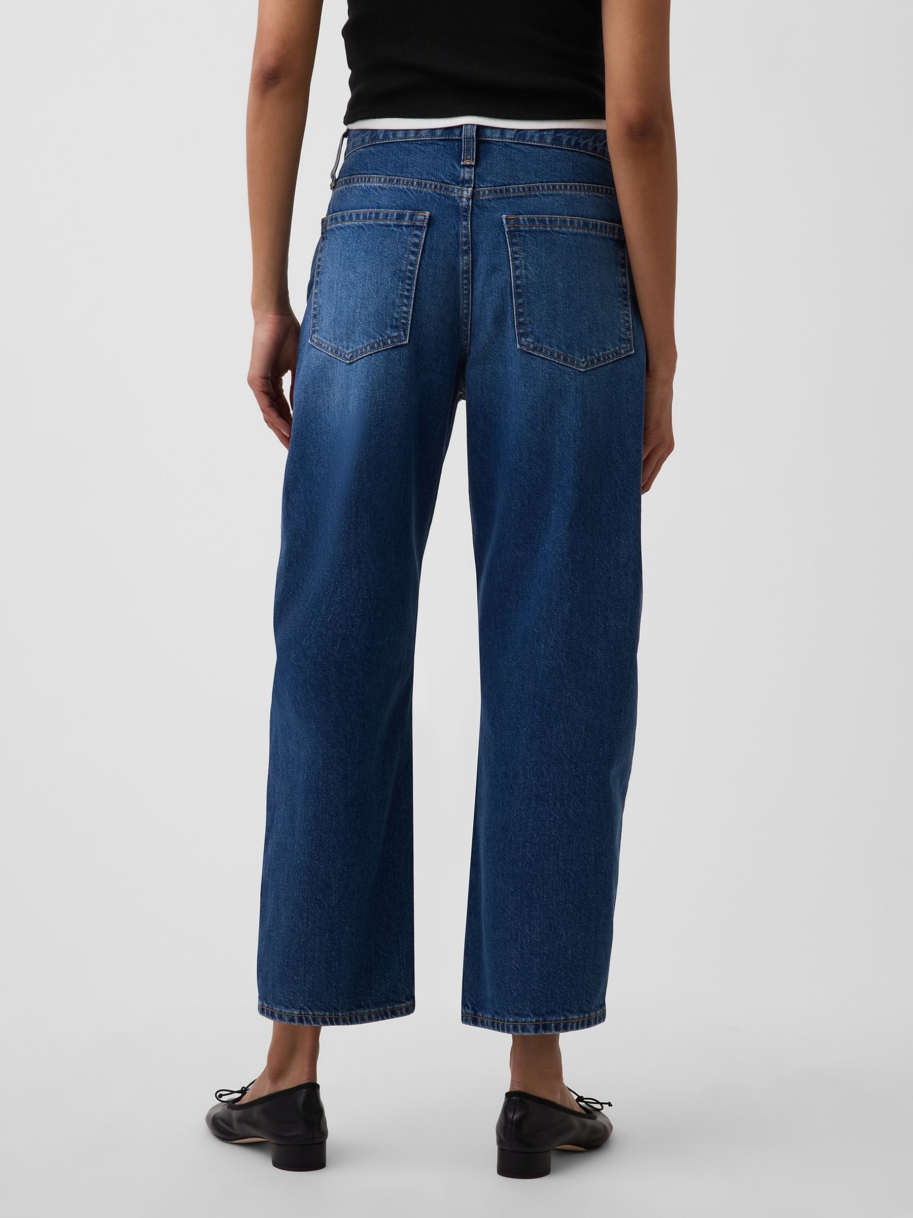 Blue High Waisted Crop Barrel Jeans - Image 2 of 4