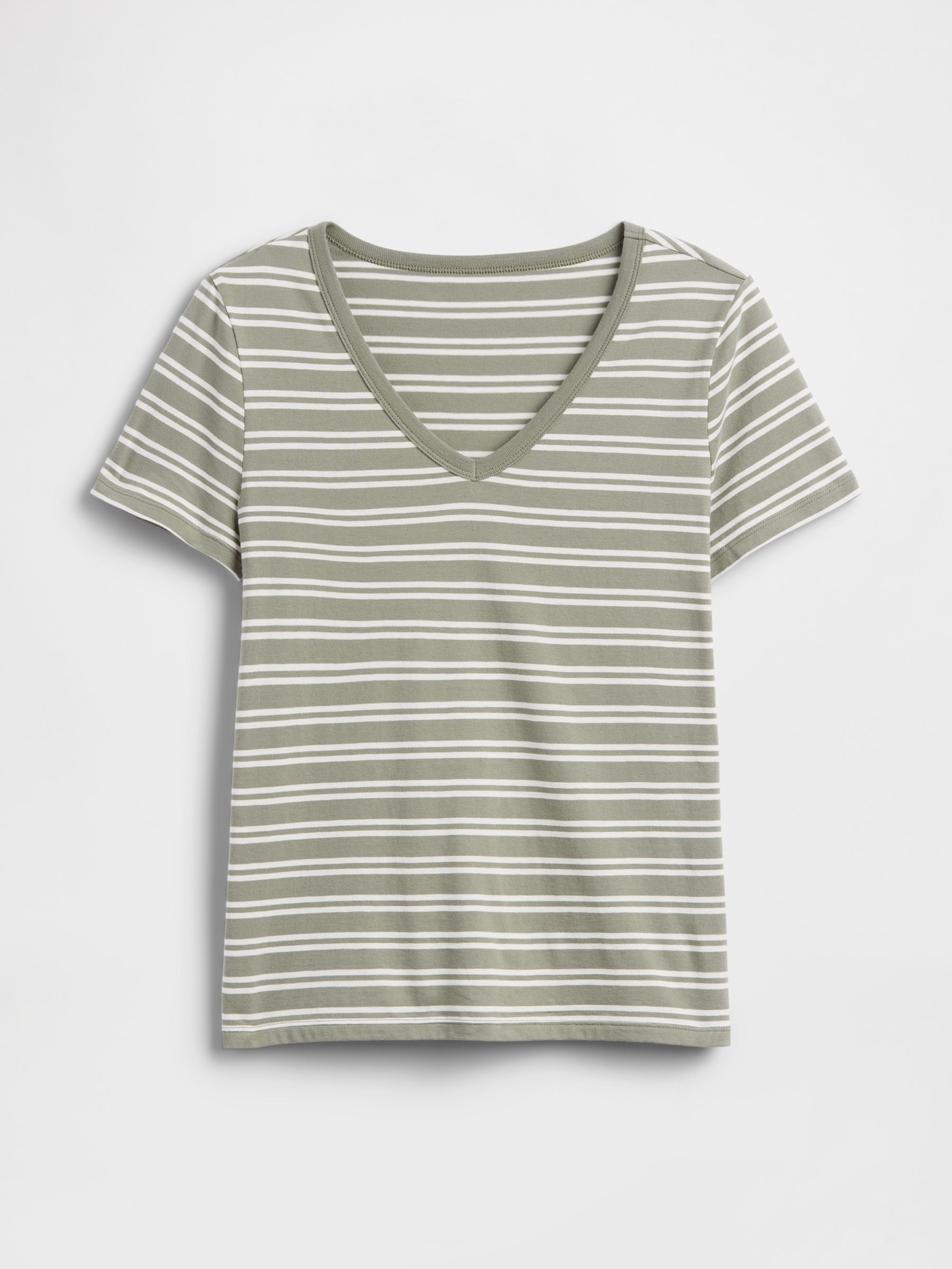 Grey stripe Favourite V-Neck Short Sleeve T-Shirt - Image 5 of 5