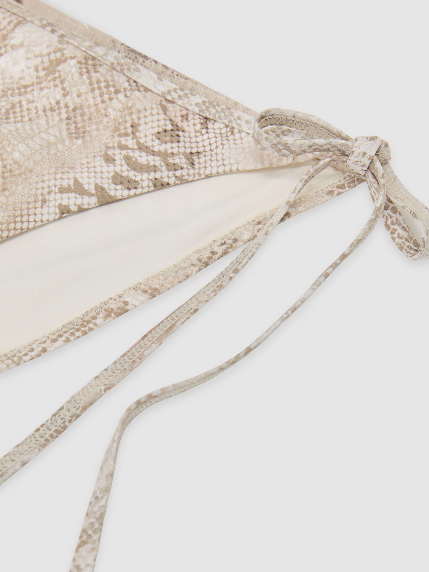 Snake-Print Side-Tie Bikini Bottoms in Taupe Brown Print - Image 6 of 6